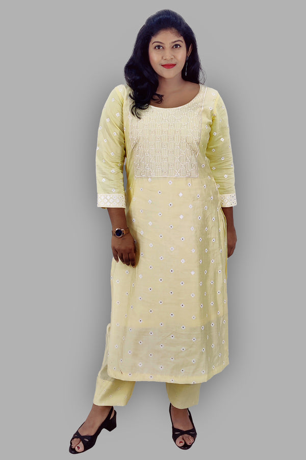 Modal Chanderi Embroidery Kurta Set