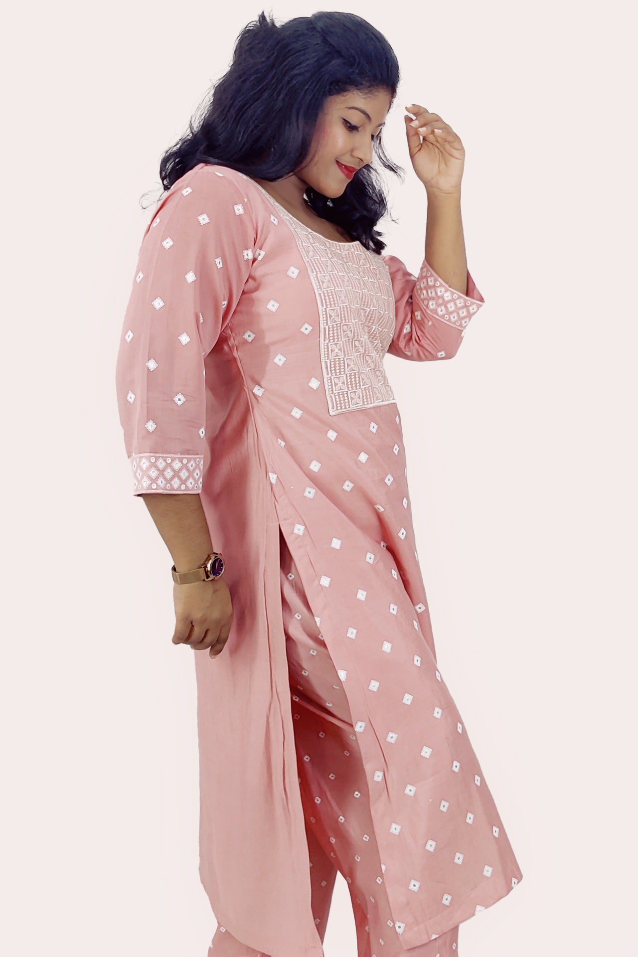 Modal Chanderi Embroidery Kurta Set