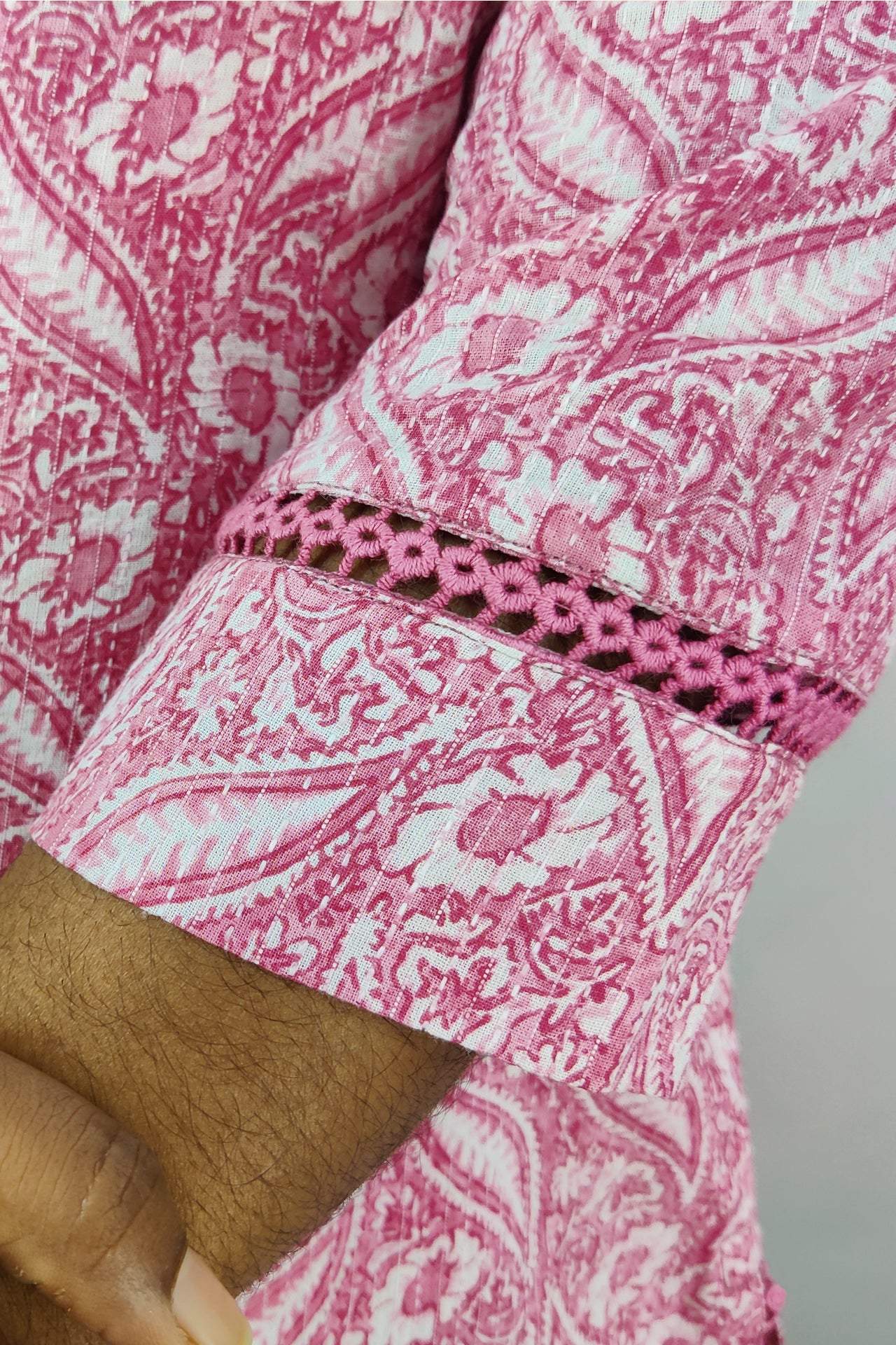 Cotton Kantha Printed Slitted Kurta