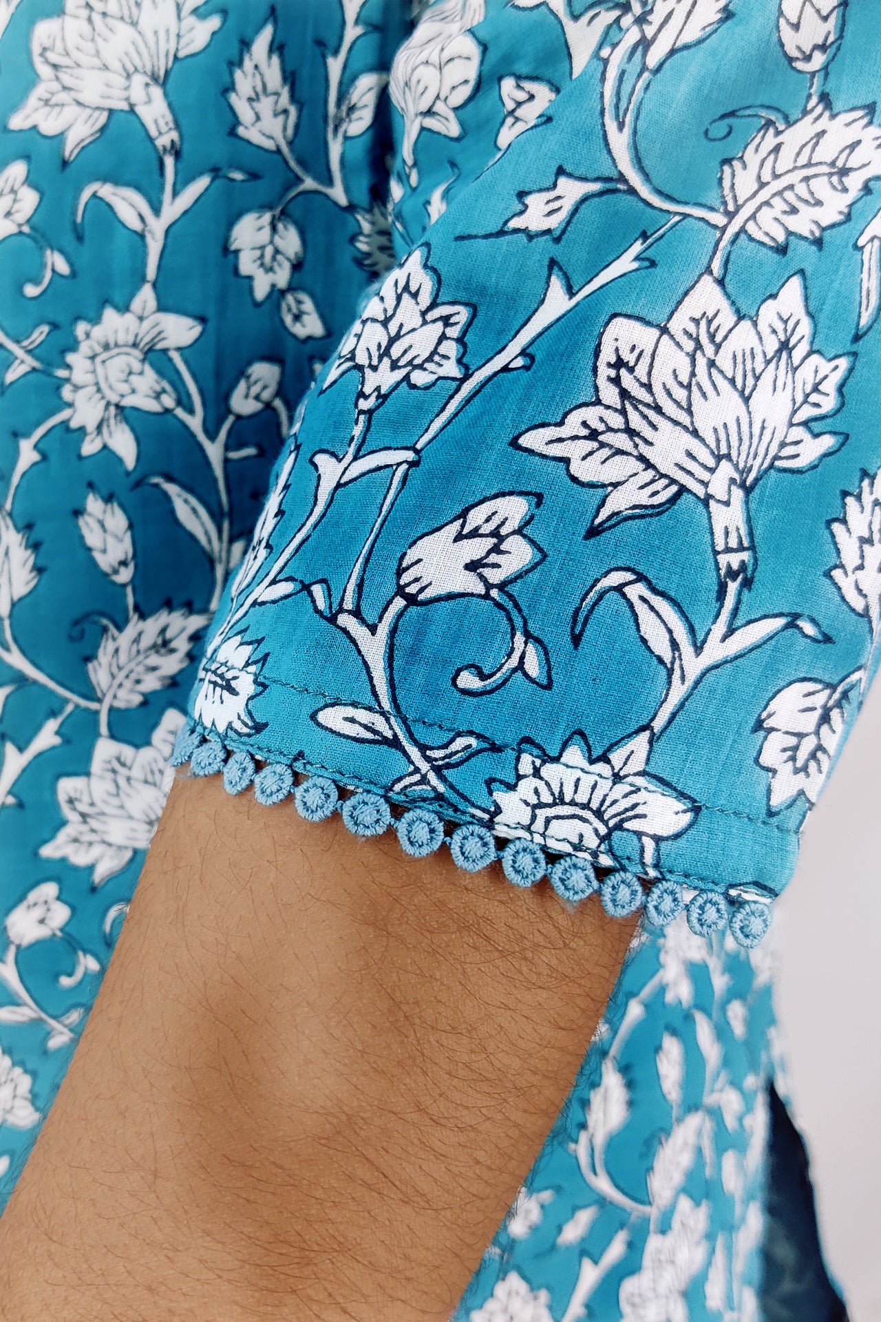 Cotton Floral Printed Slitted Kurta