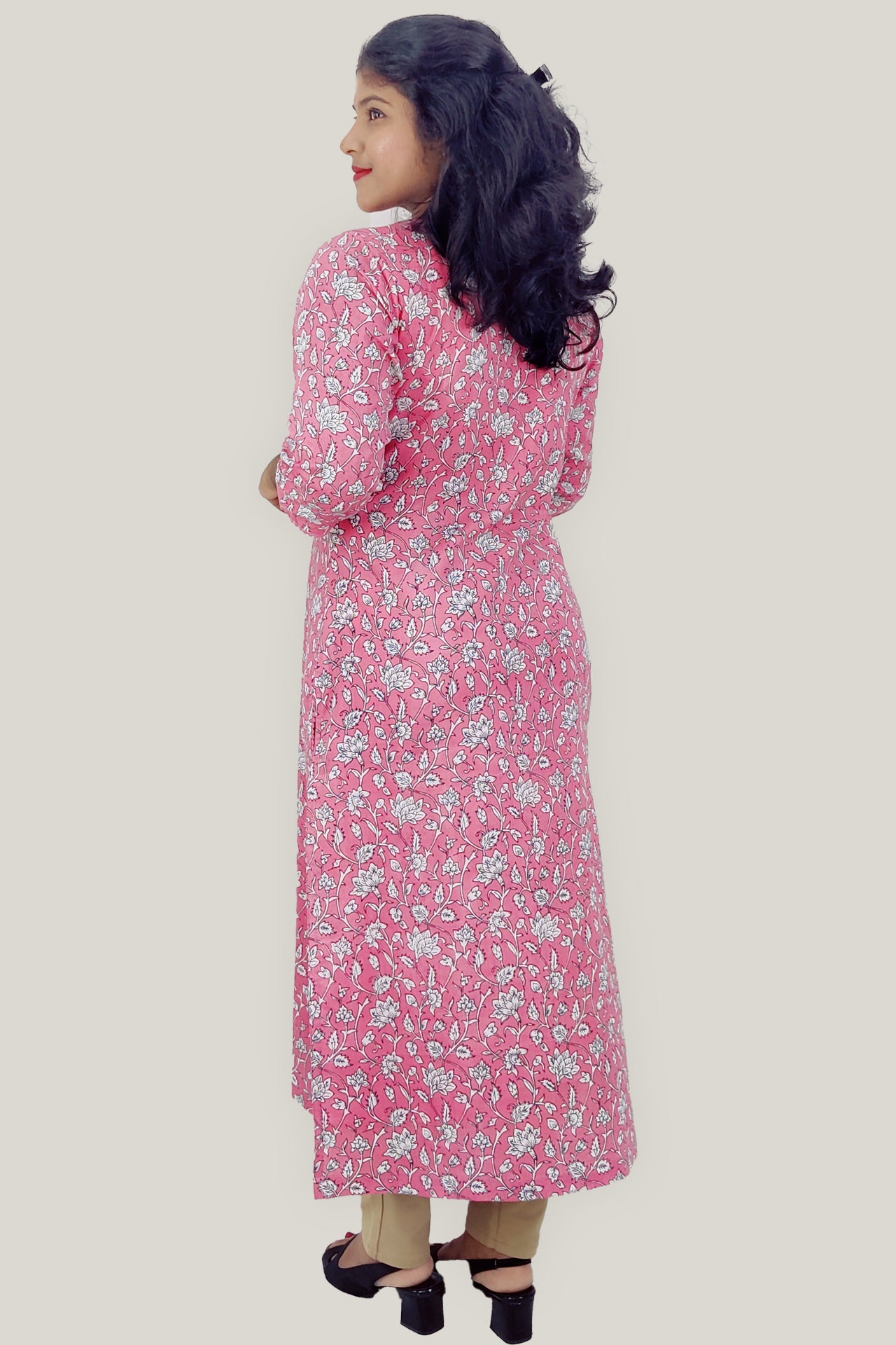 Cotton Floral Printed Slitted Kurta