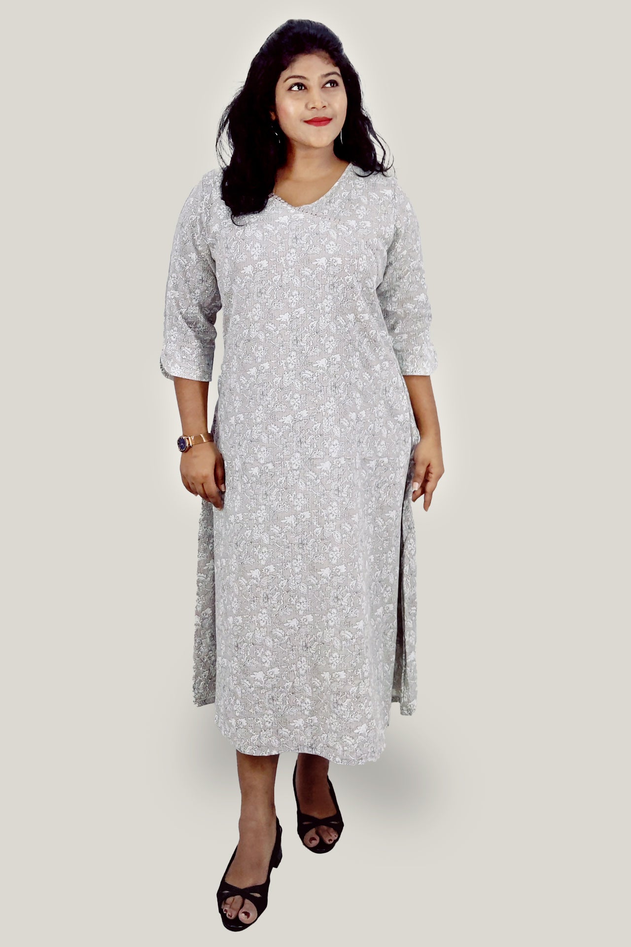 Cotton Kanta Printed A-Line Kurta