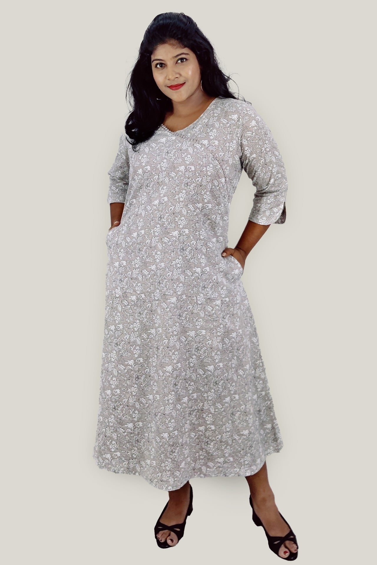 Cotton Kanta Printed A-Line Kurta