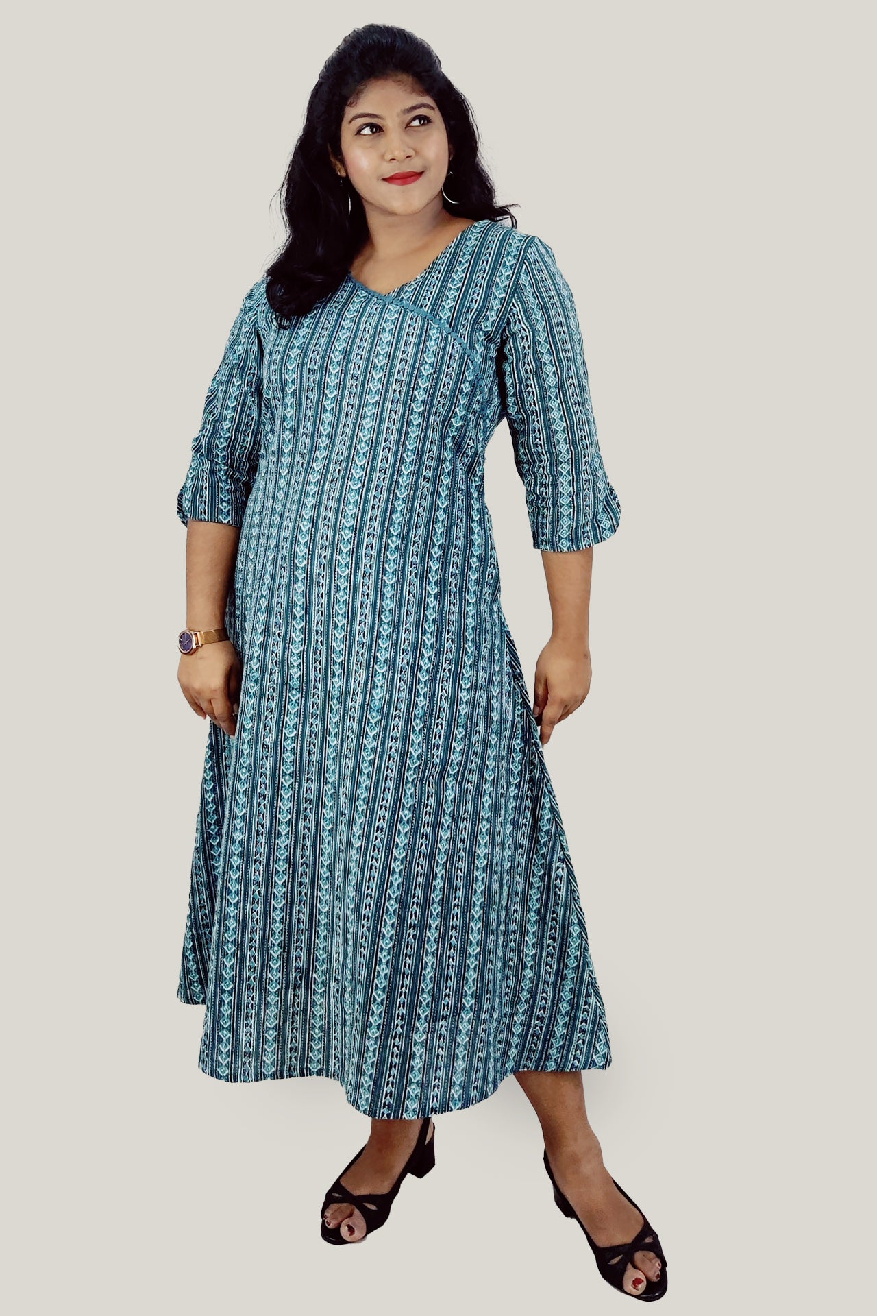 Cotton Kanta Printed A-Line Kurta