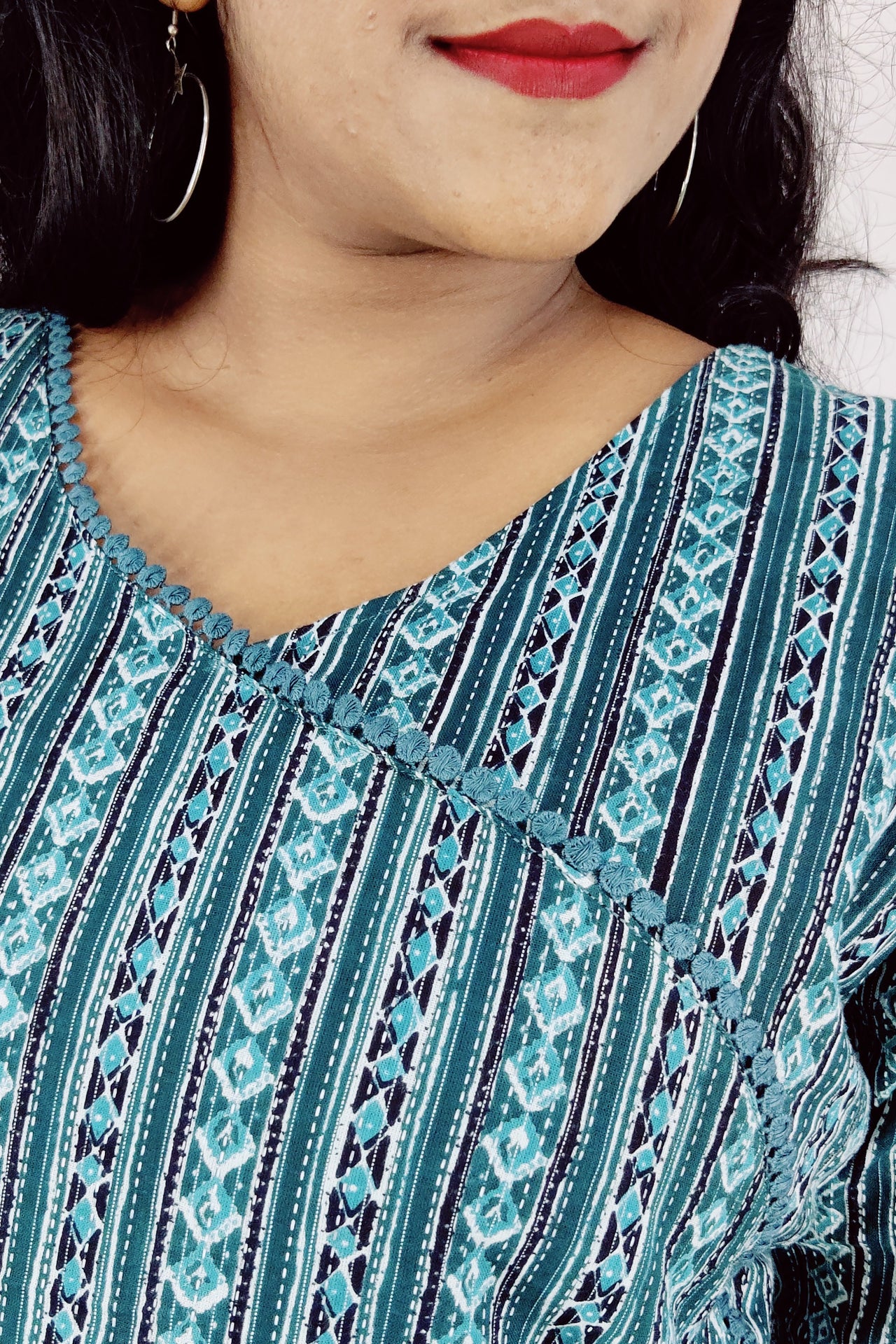 Cotton Kanta Printed A-Line Kurta