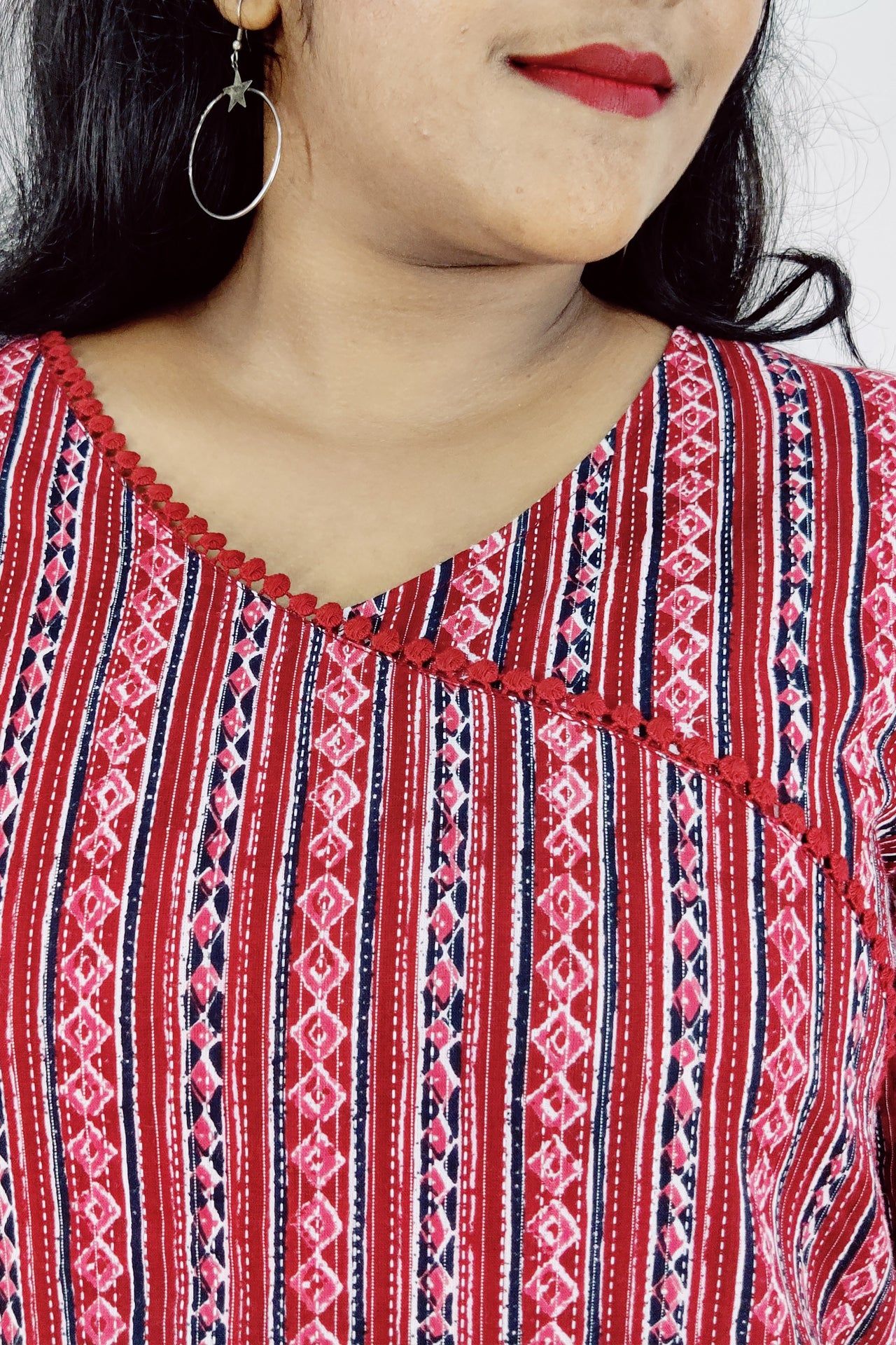 Cotton Kanta Printed A-Line Kurta