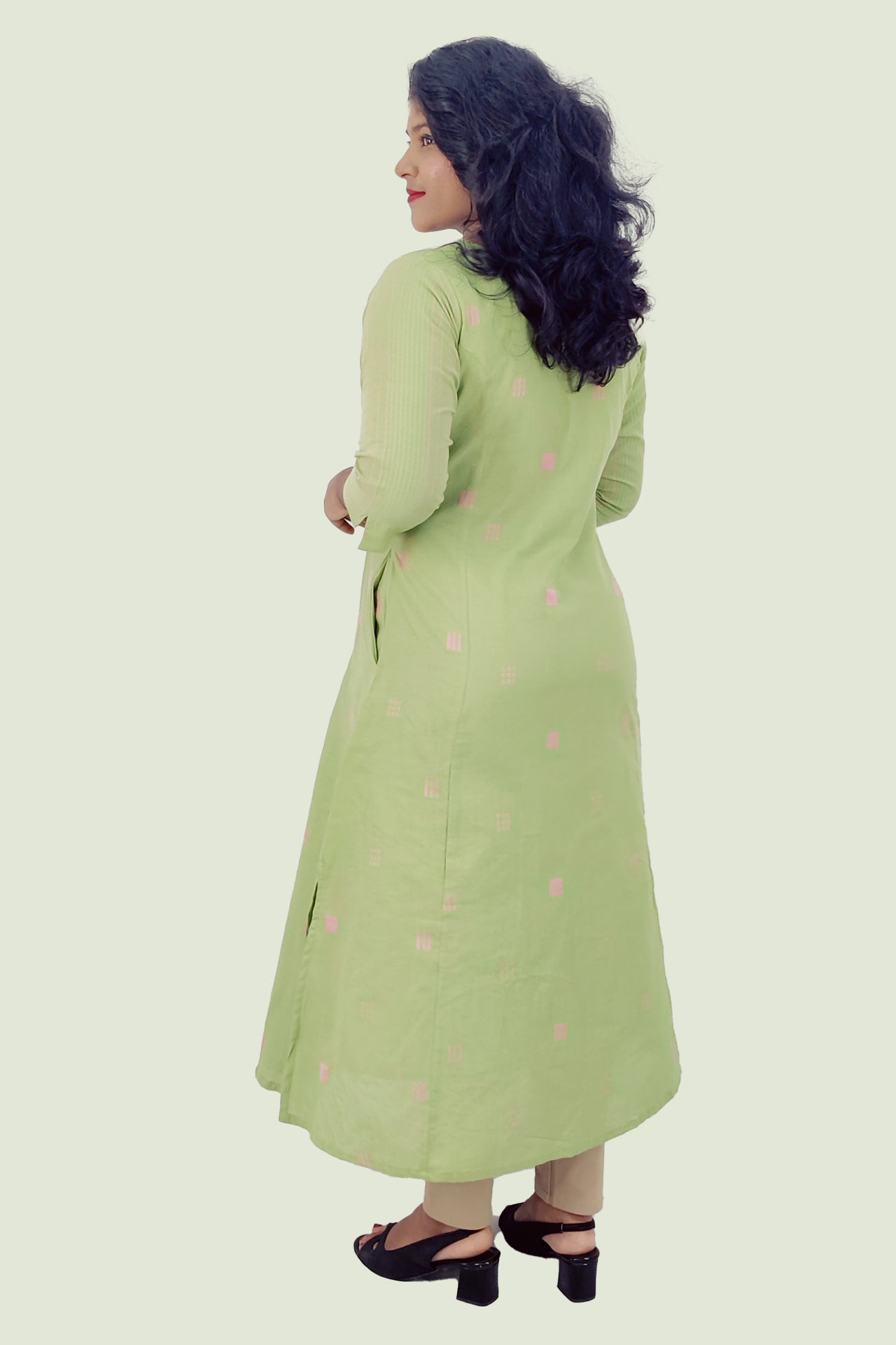 Cotton Self Designed A-Line Kurta