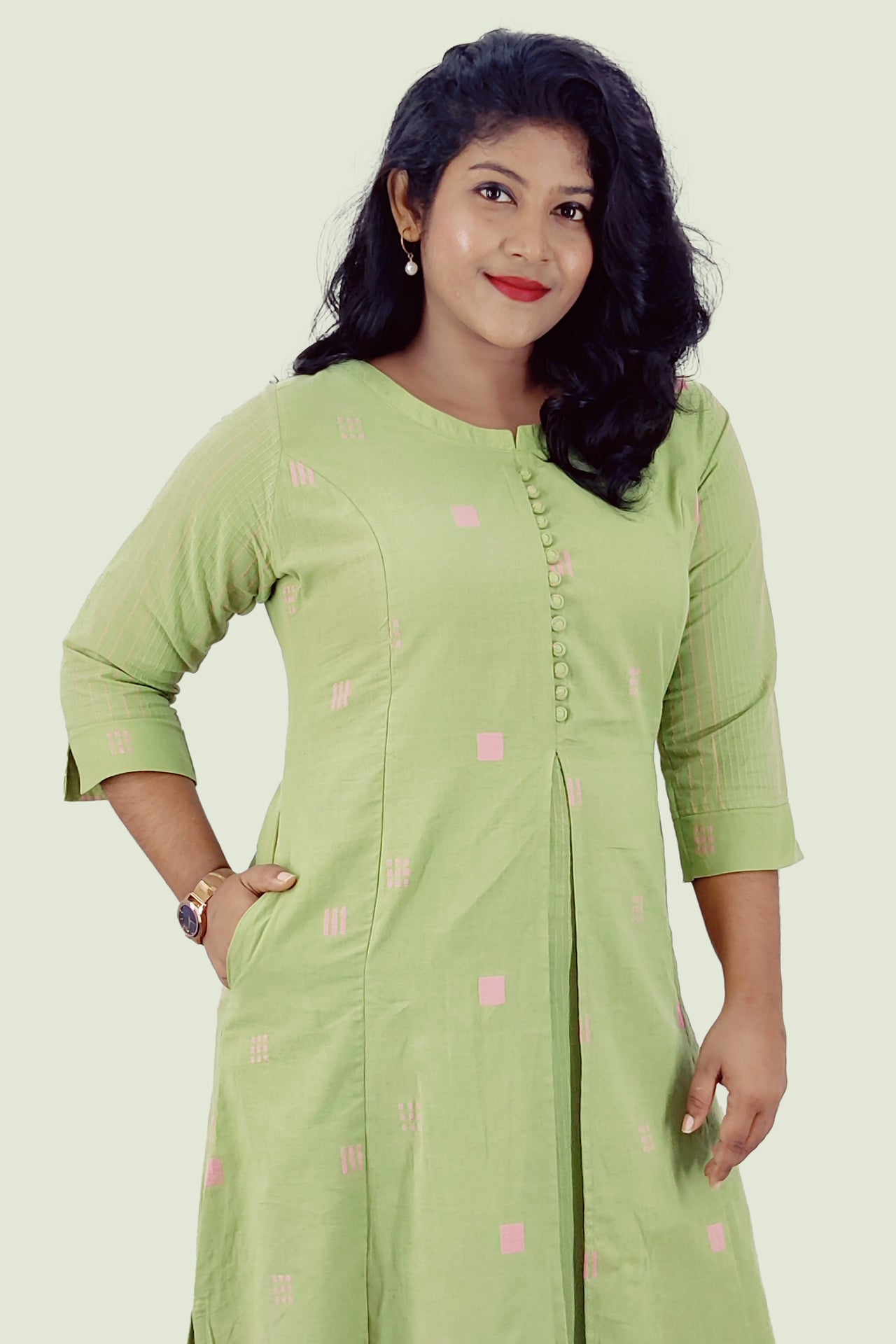 Cotton Self Designed A-Line Kurta