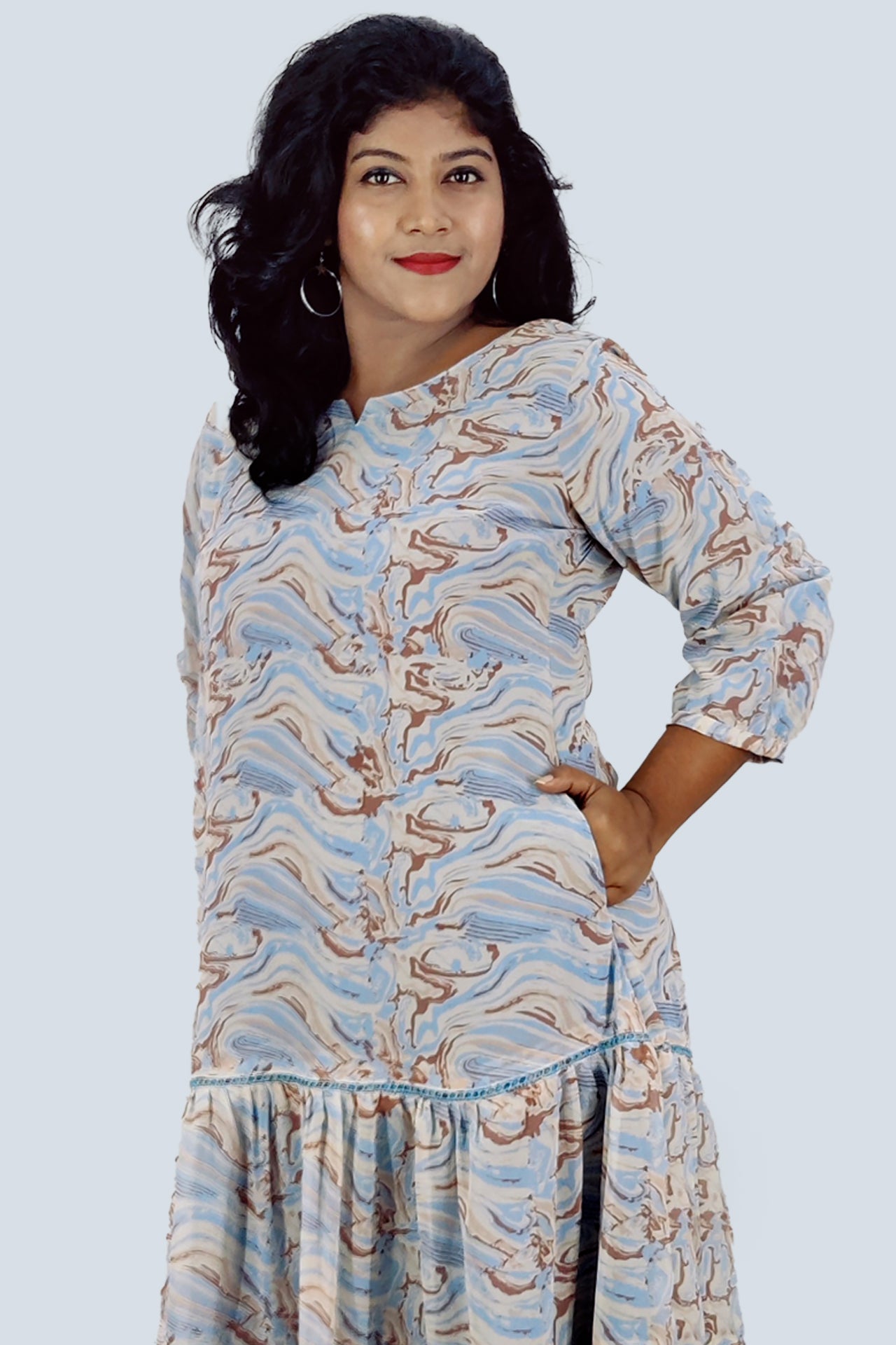 Georgette Printed Flared Kurta