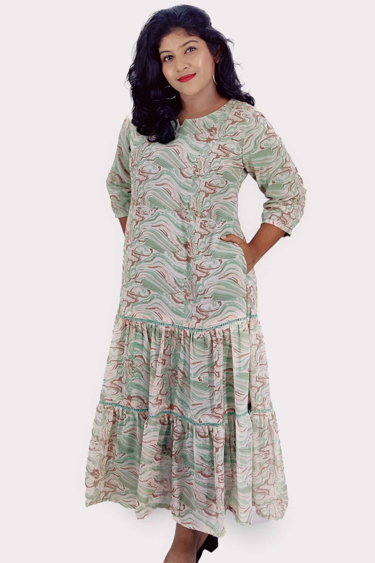 Georgette Printed Flared Kurta