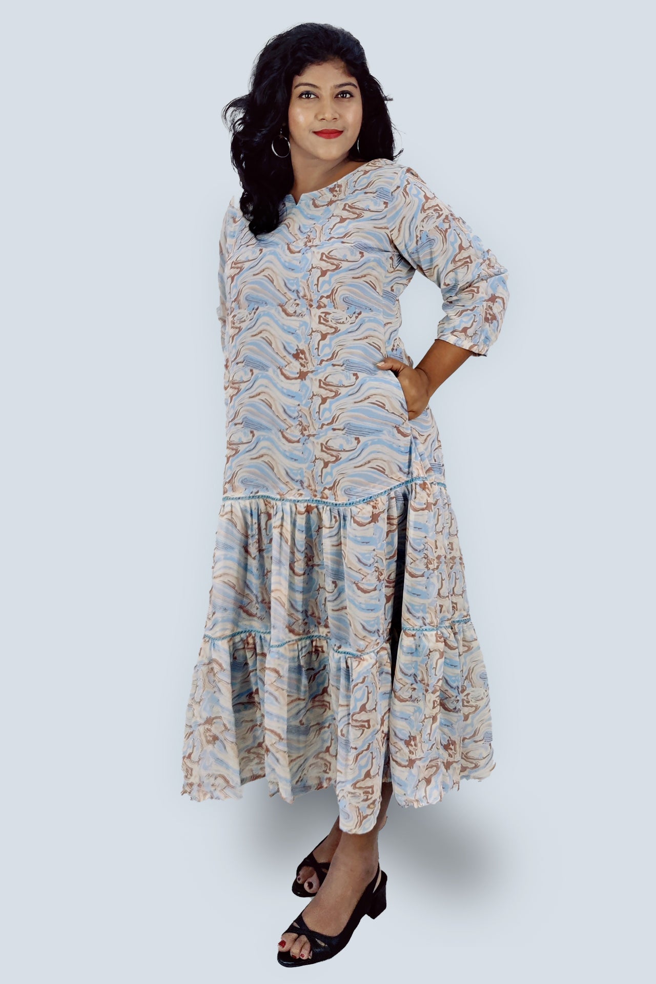 Georgette Printed Flared Kurta