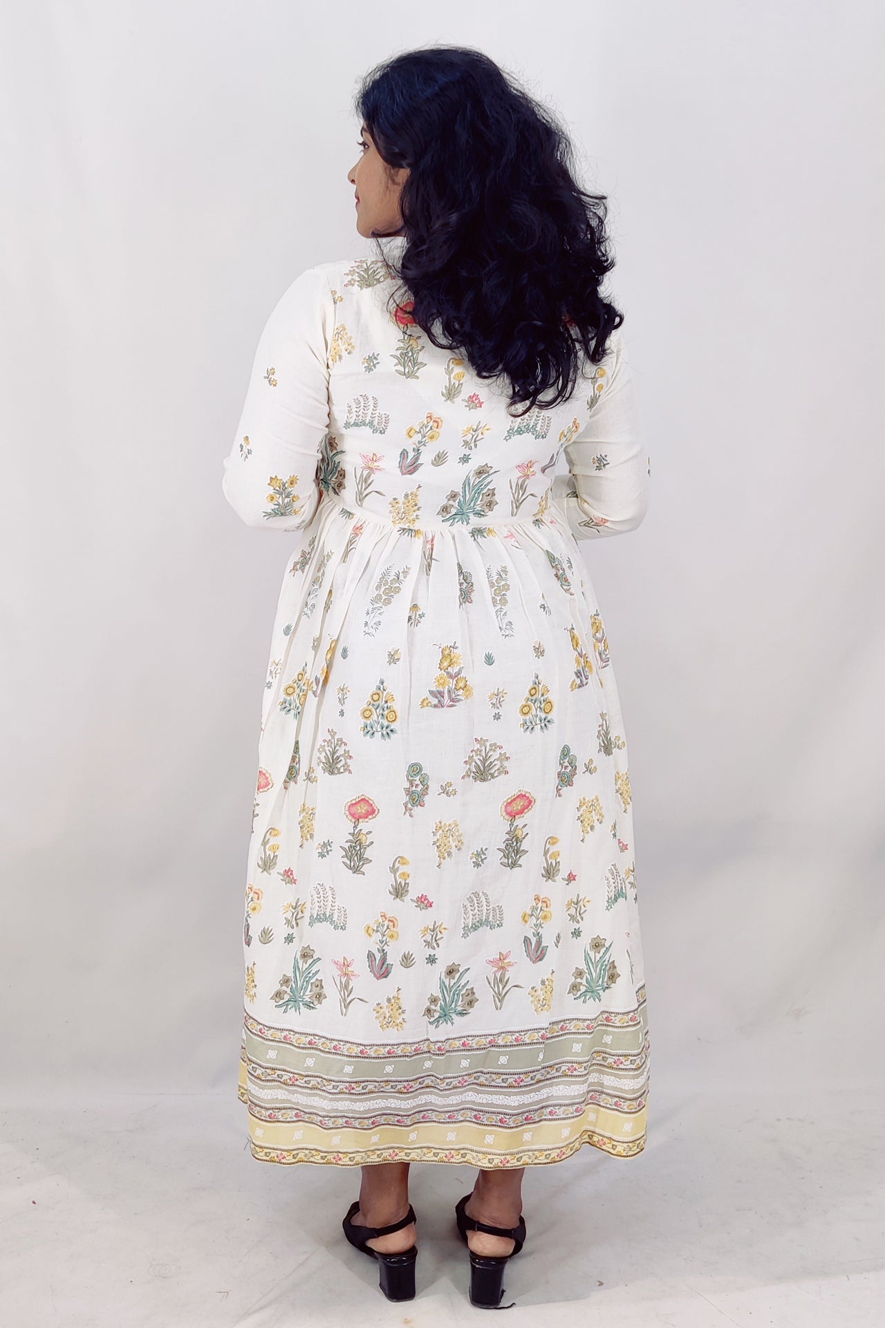 Mul Cotton Floral Print Flared Kurta