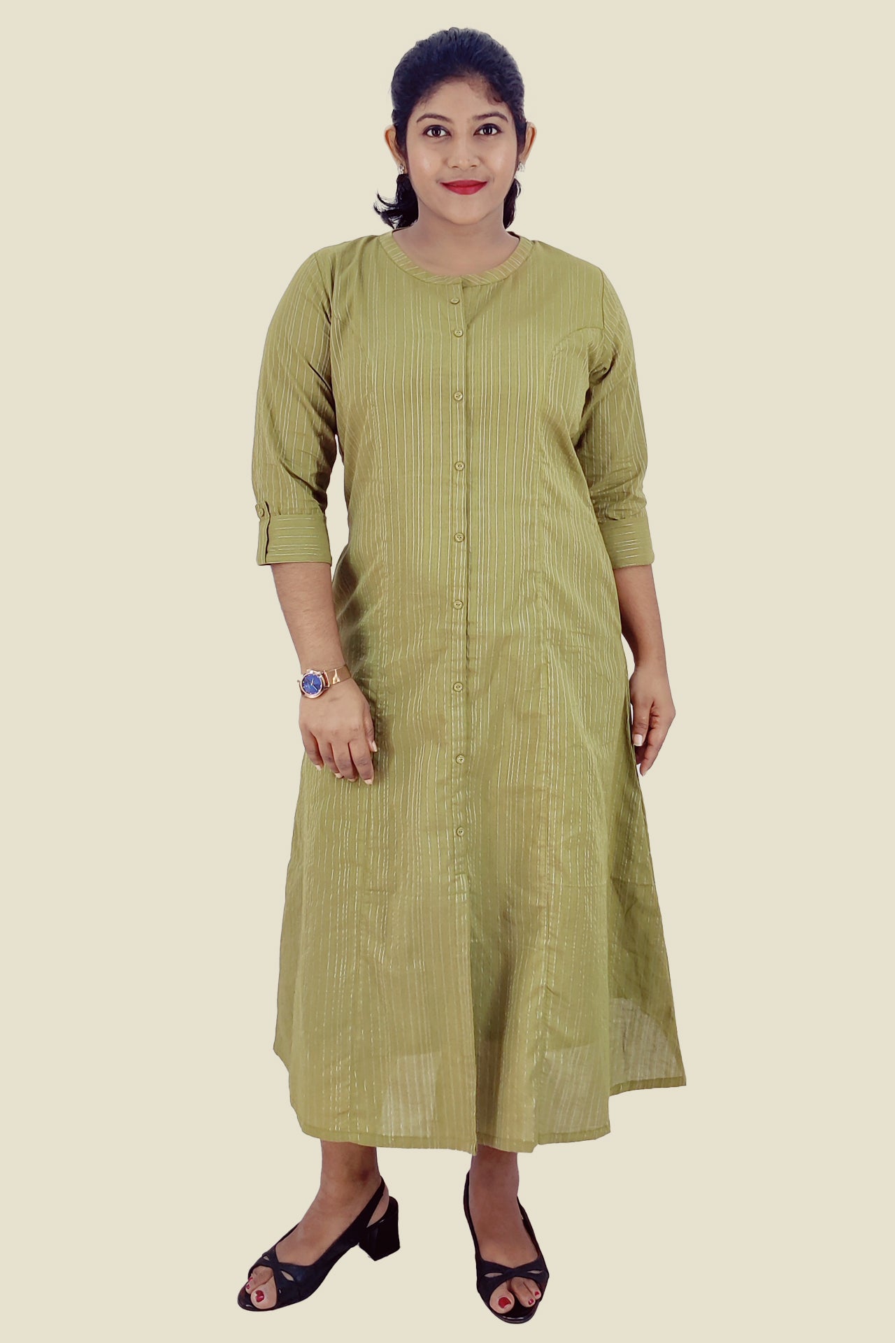 Cotton Stripped A-Line Kurta