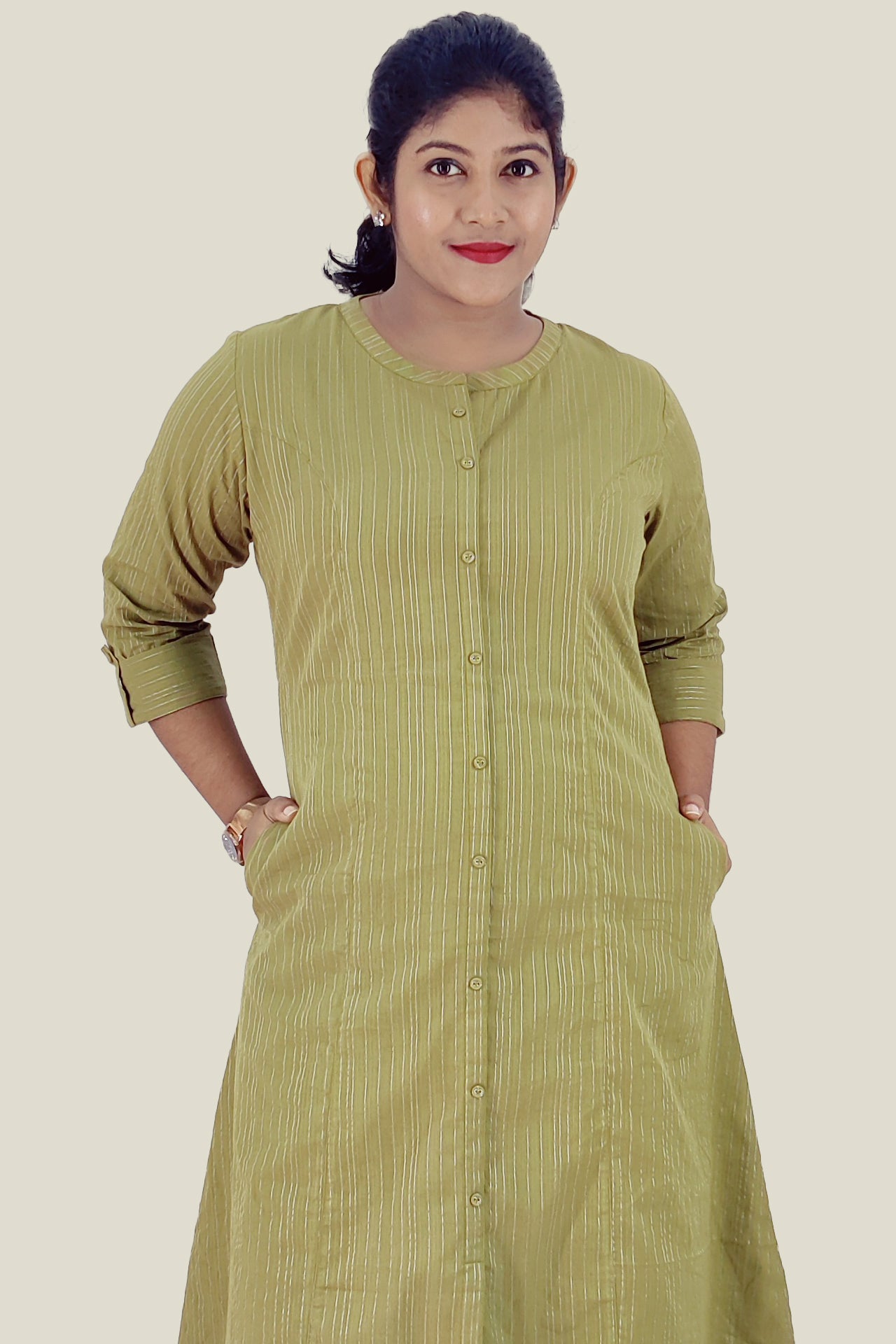 Cotton Stripped A-Line Kurta