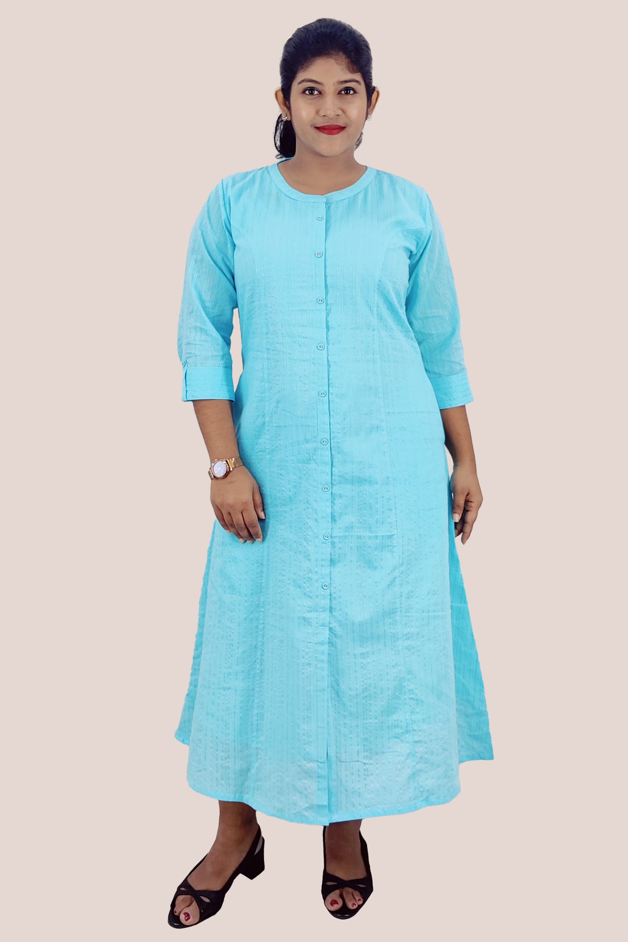 Cotton Stripped A-Line Kurta