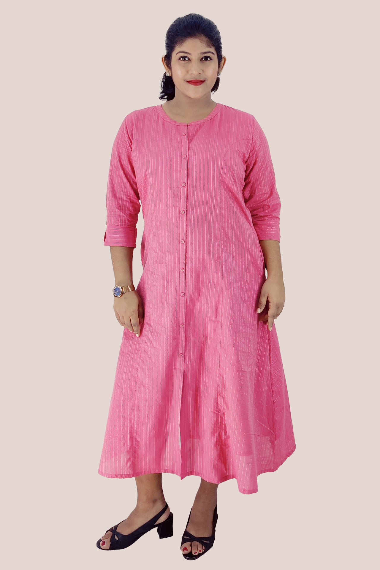 Cotton Stripped A-Line Kurta