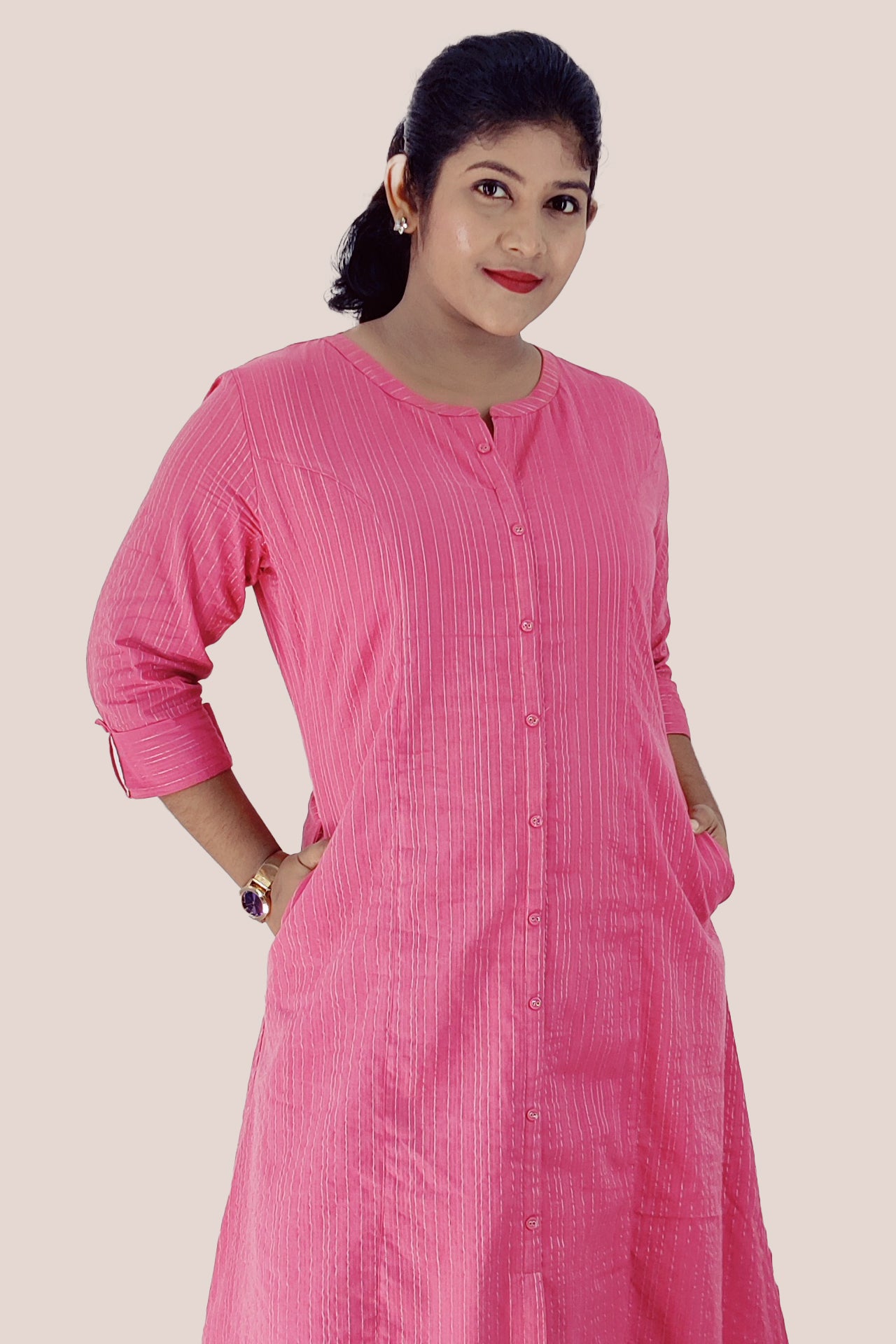 Cotton Stripped A-Line Kurta