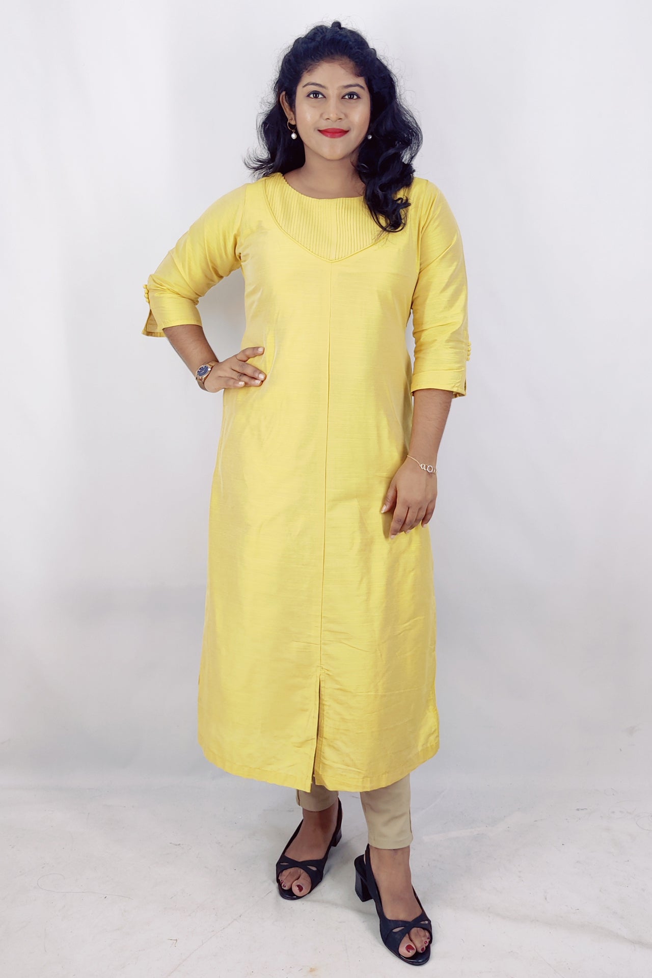 Cotton Slik Solid Slitted Kurta