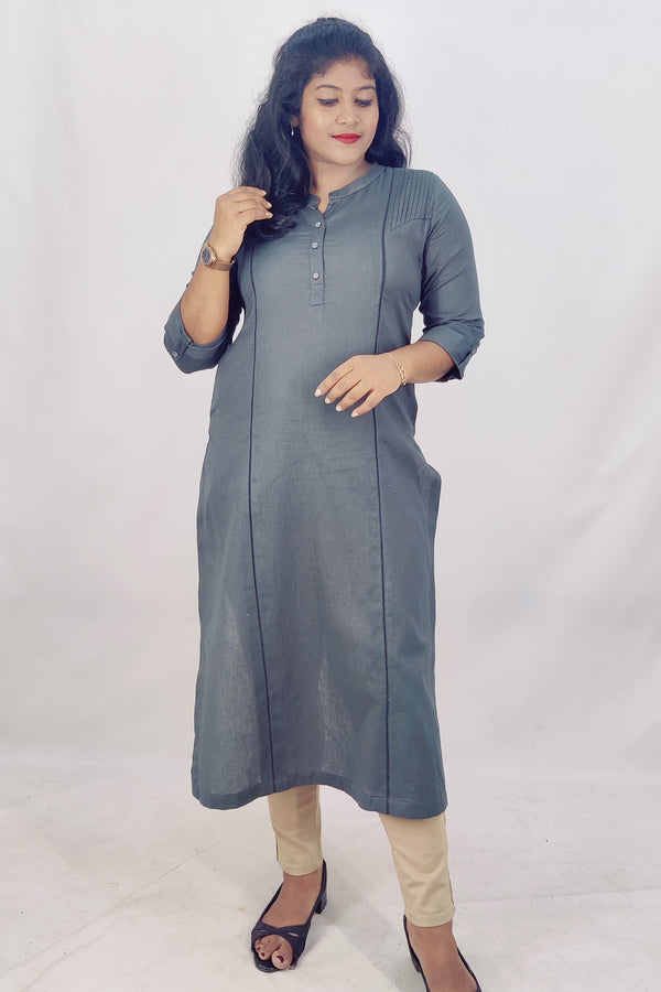 Cotton Flax Slitted Kurta