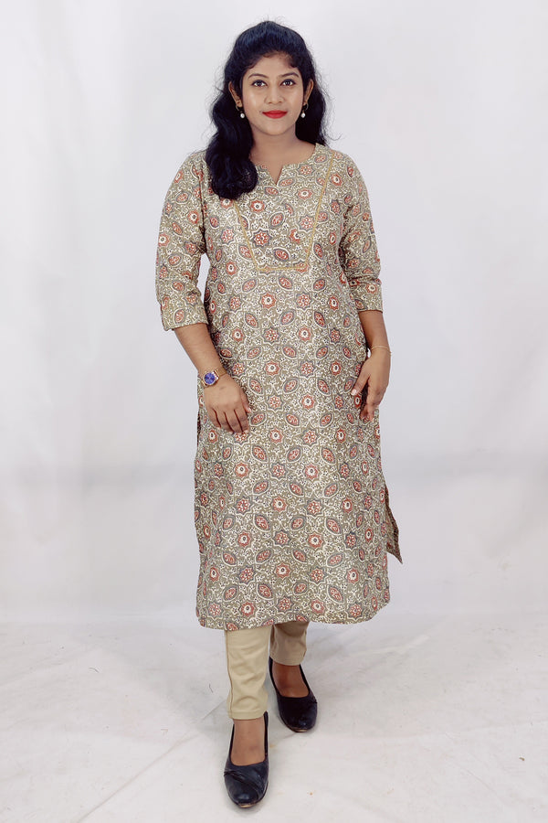 Blended Cotton Printed Slitted Kurta