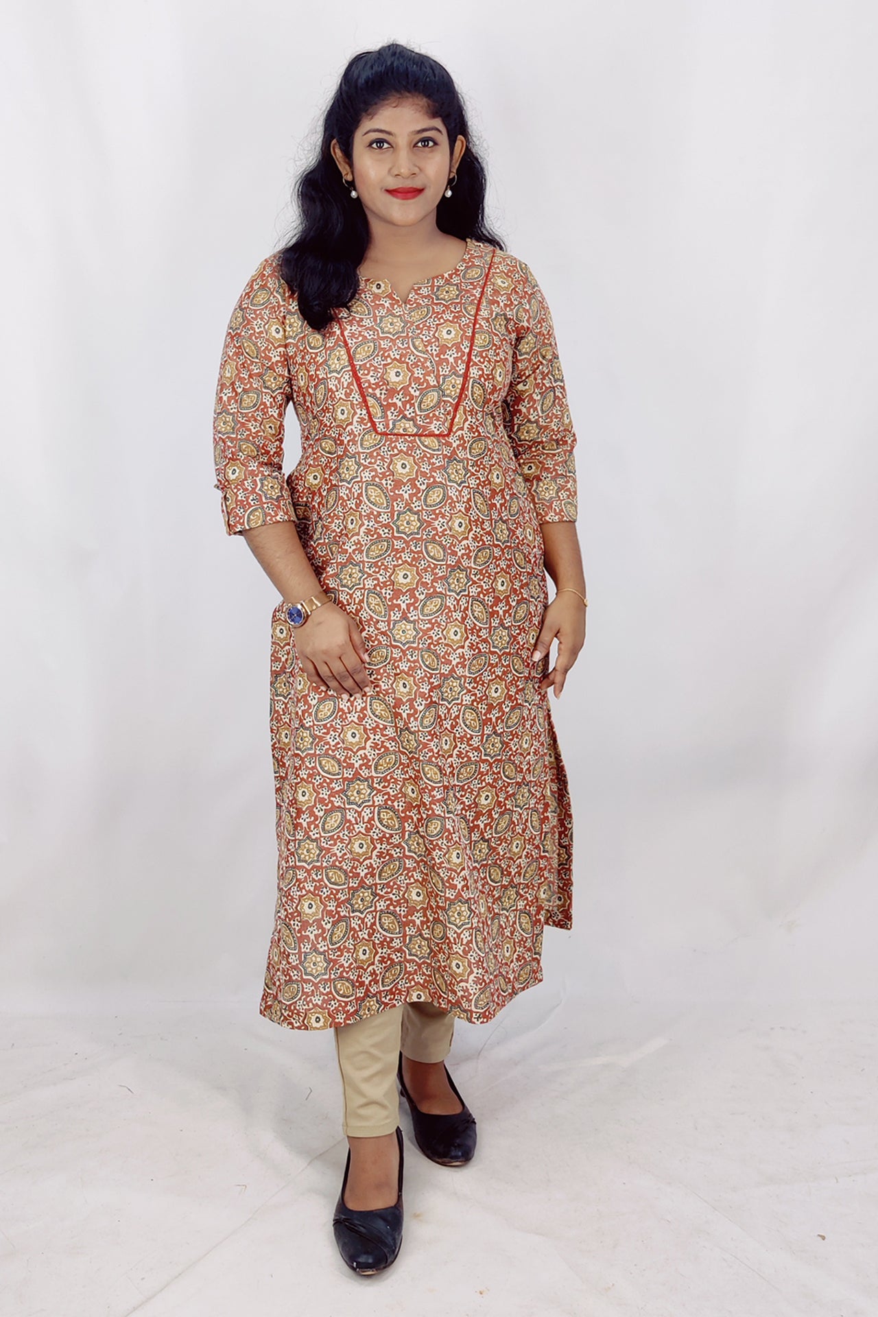 Blended Cotton Printed Slitted Kurta