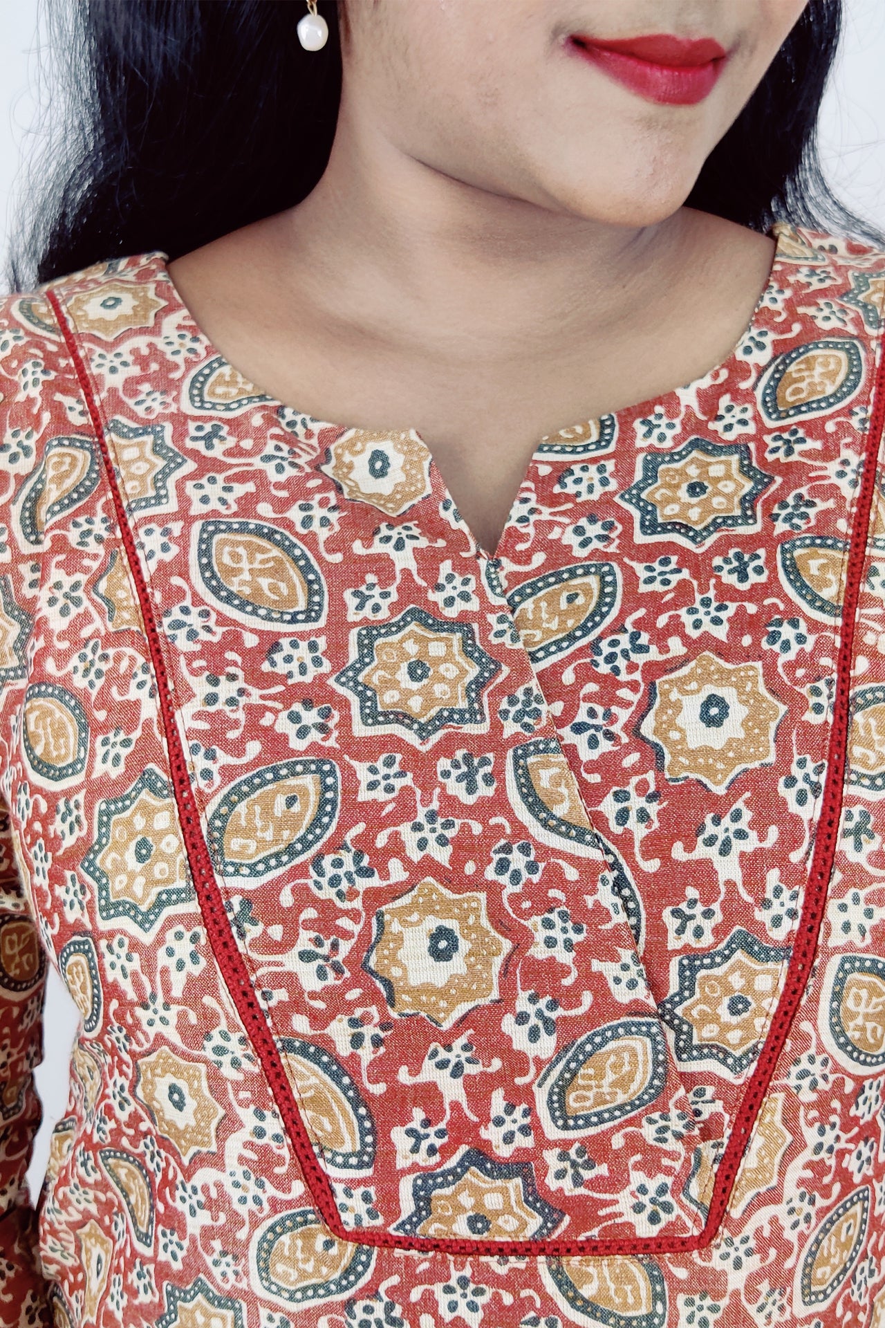 Blended Cotton Printed Slitted Kurta