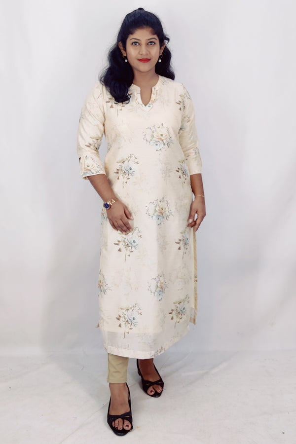 Chanderi Silk Digital Printed Slitted Kurta