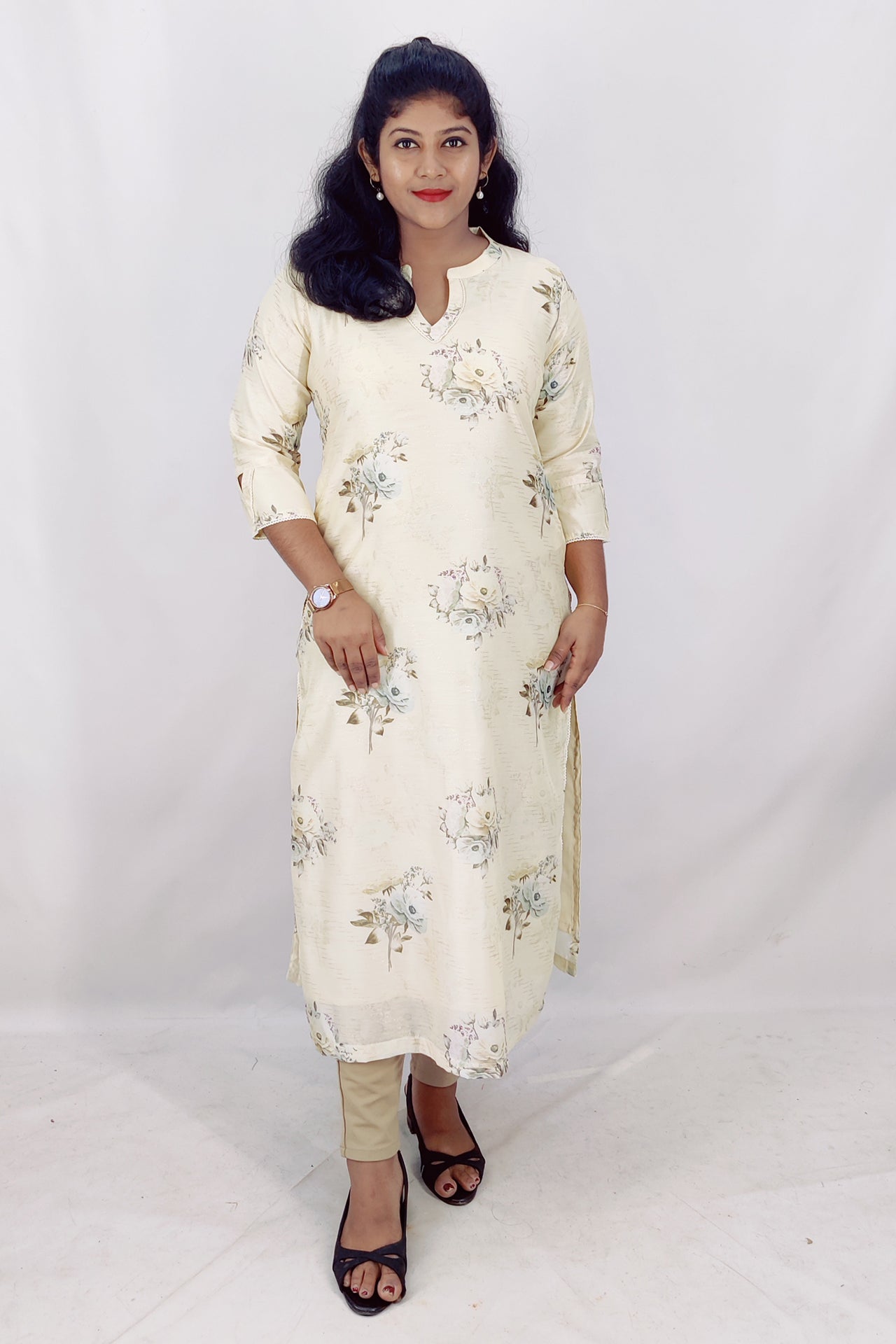 Chanderi Silk Digital Printed Slitted Kurta