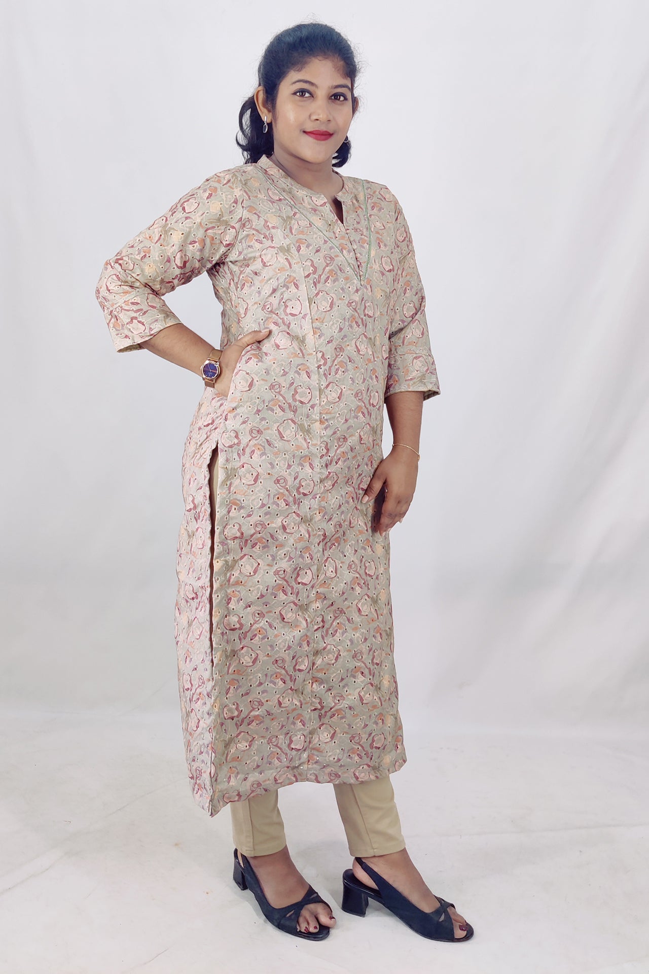 Cotton Hakoba Princes Cut Slitted Kurta