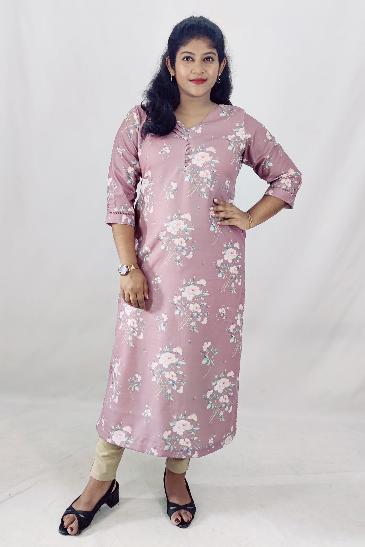 Poly Cotton Digital Printed Slitted Kurta