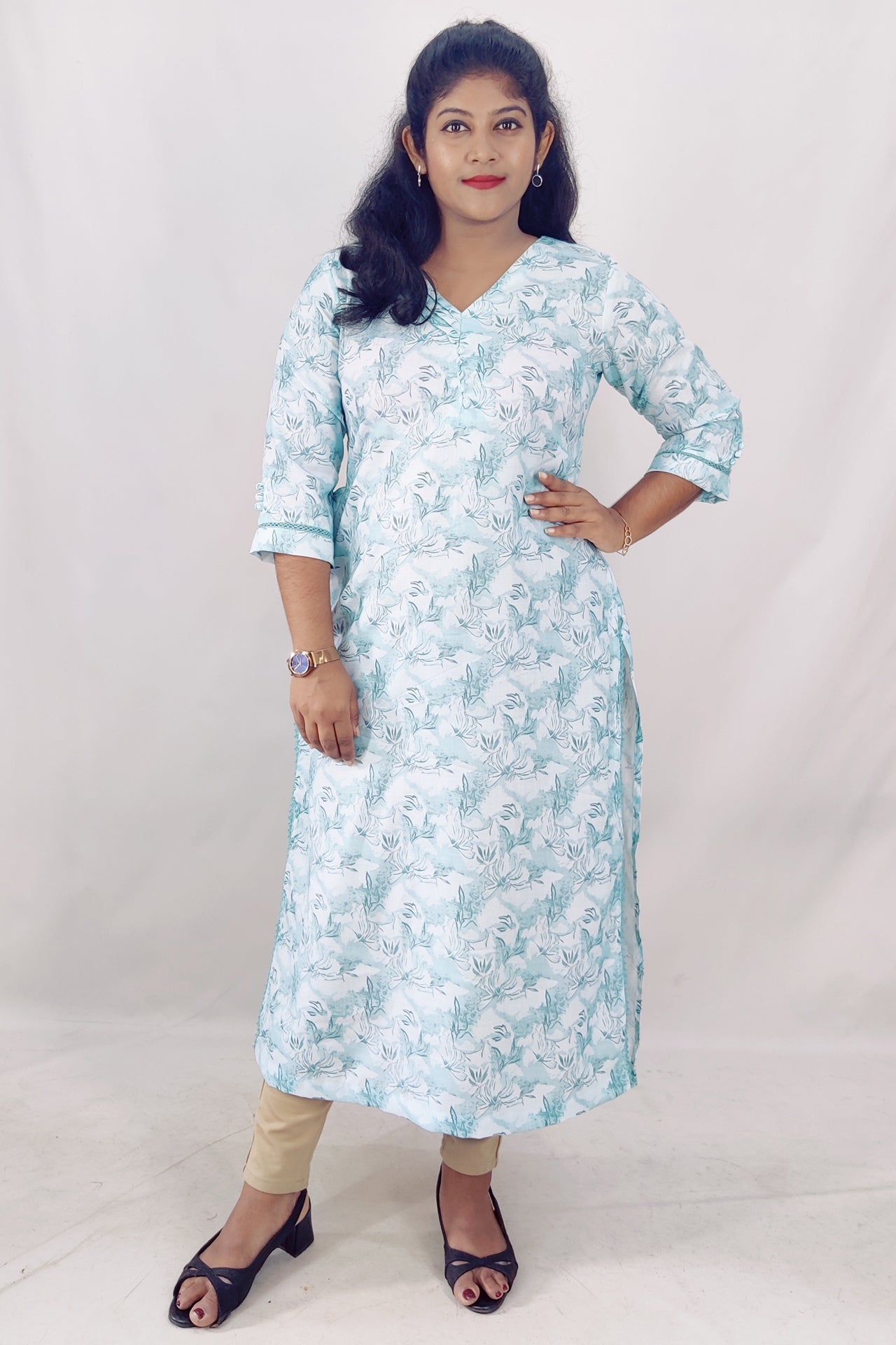 Poly Cotton Digital Printed Slitted Kurta