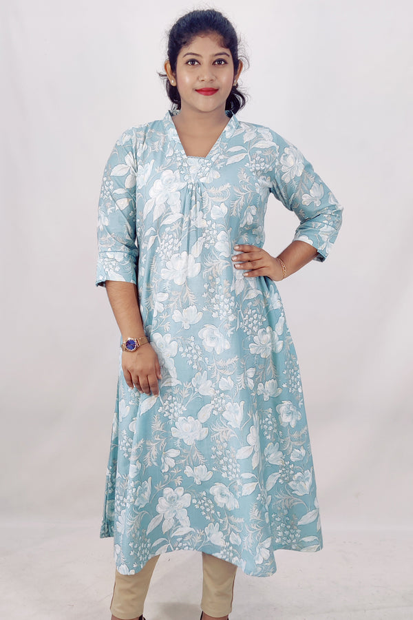 Modal Chanderi Digital Printed With Foil A-Line Kurta