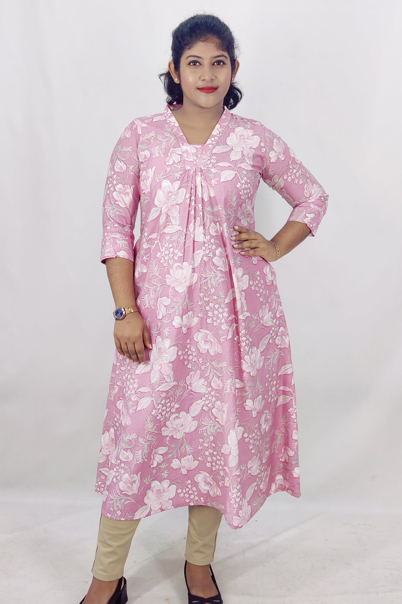 Modal Chanderi Digital Printed With Foil A-Line Kurta