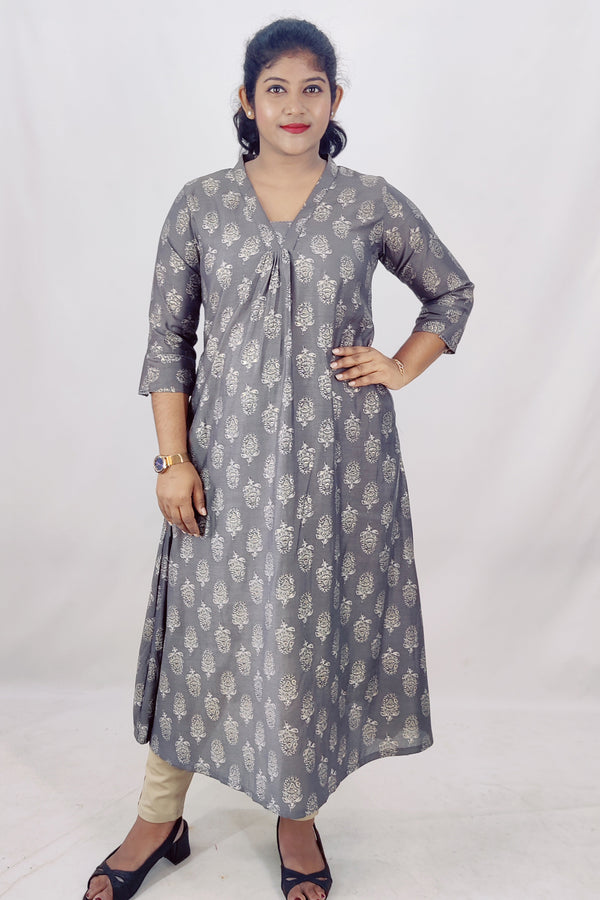 Modal Chanderi Digital Printed With Foil A-Line Kurta