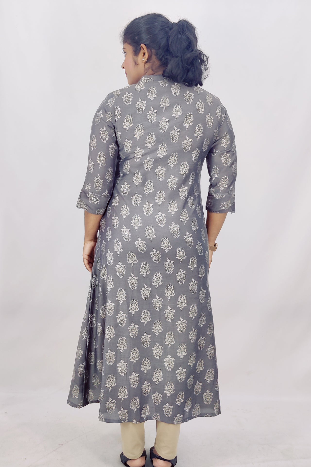 Modal Chanderi Digital Printed With Foil A-Line Kurta