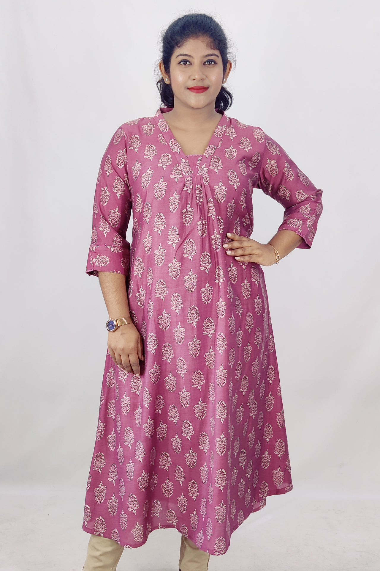 Modal Chanderi Digital Printed With Foil A-Line Kurta