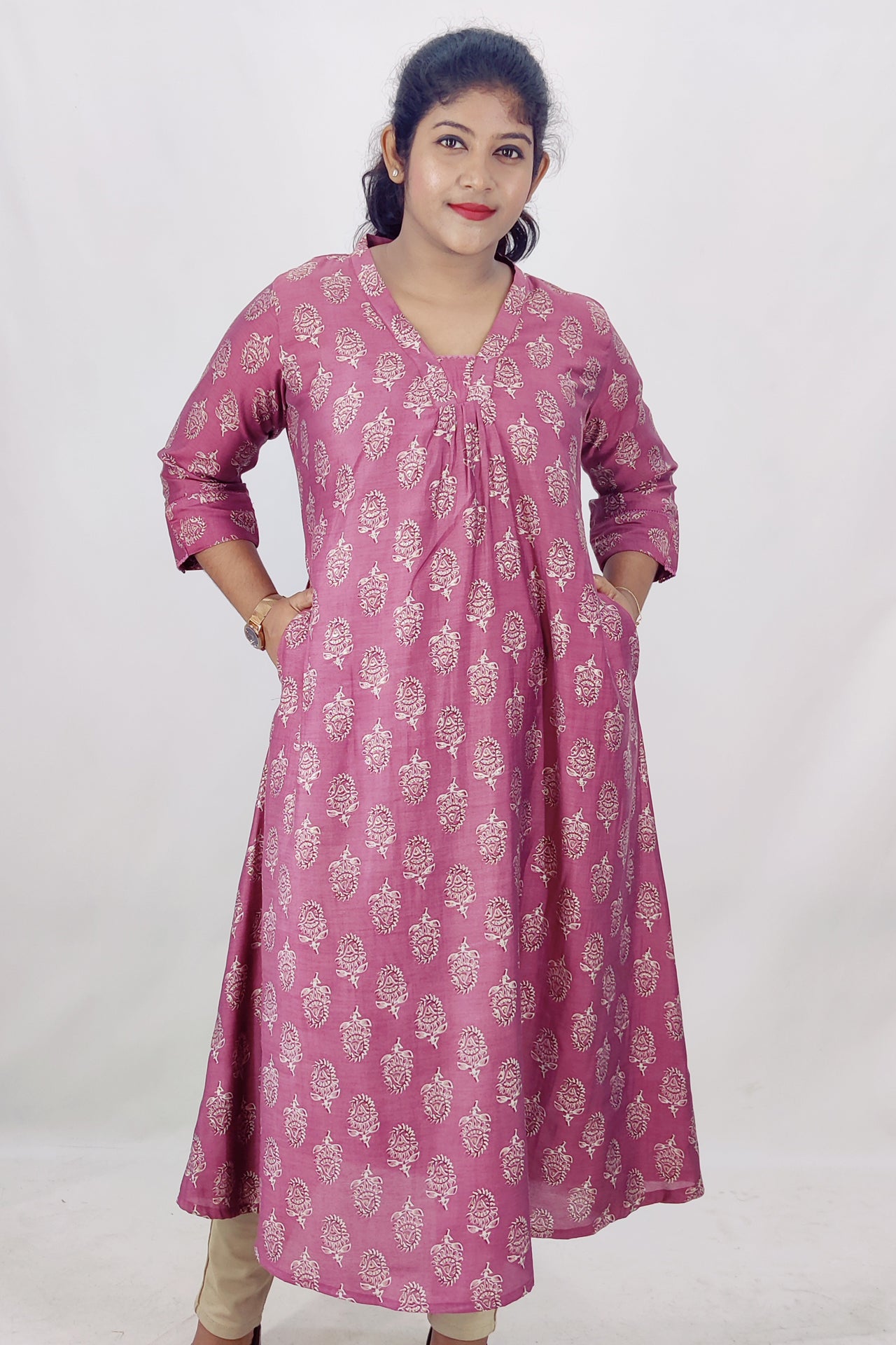 Modal Chanderi Digital Printed With Foil A-Line Kurta