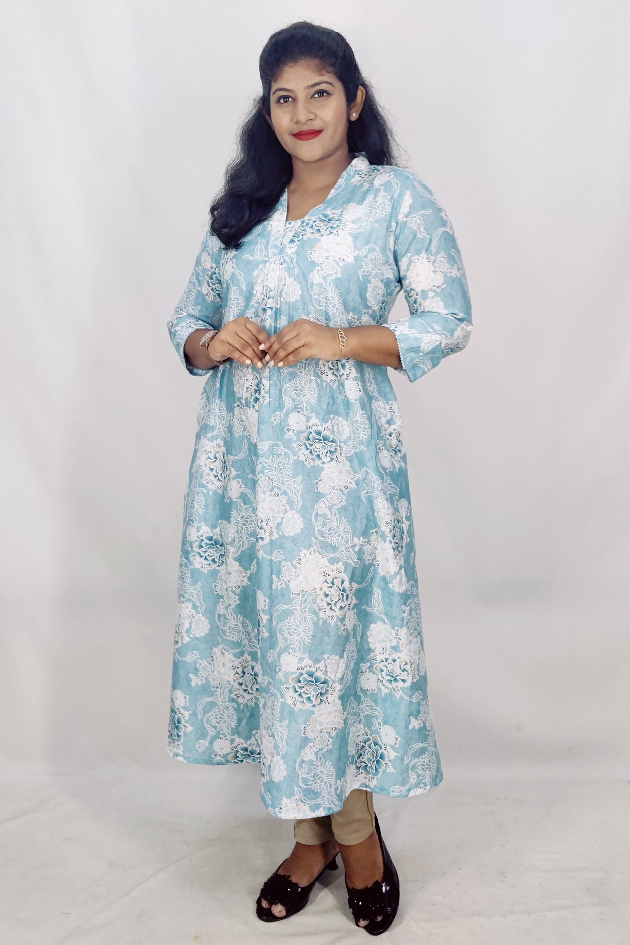 Modal Chanderi Digital Printed With Foil A-Line Kurta