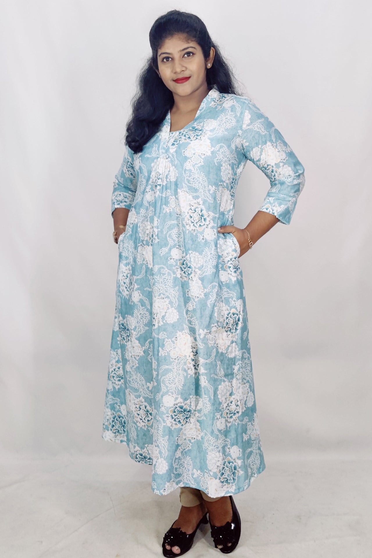 Modal Chanderi Digital Printed With Foil A-Line Kurta