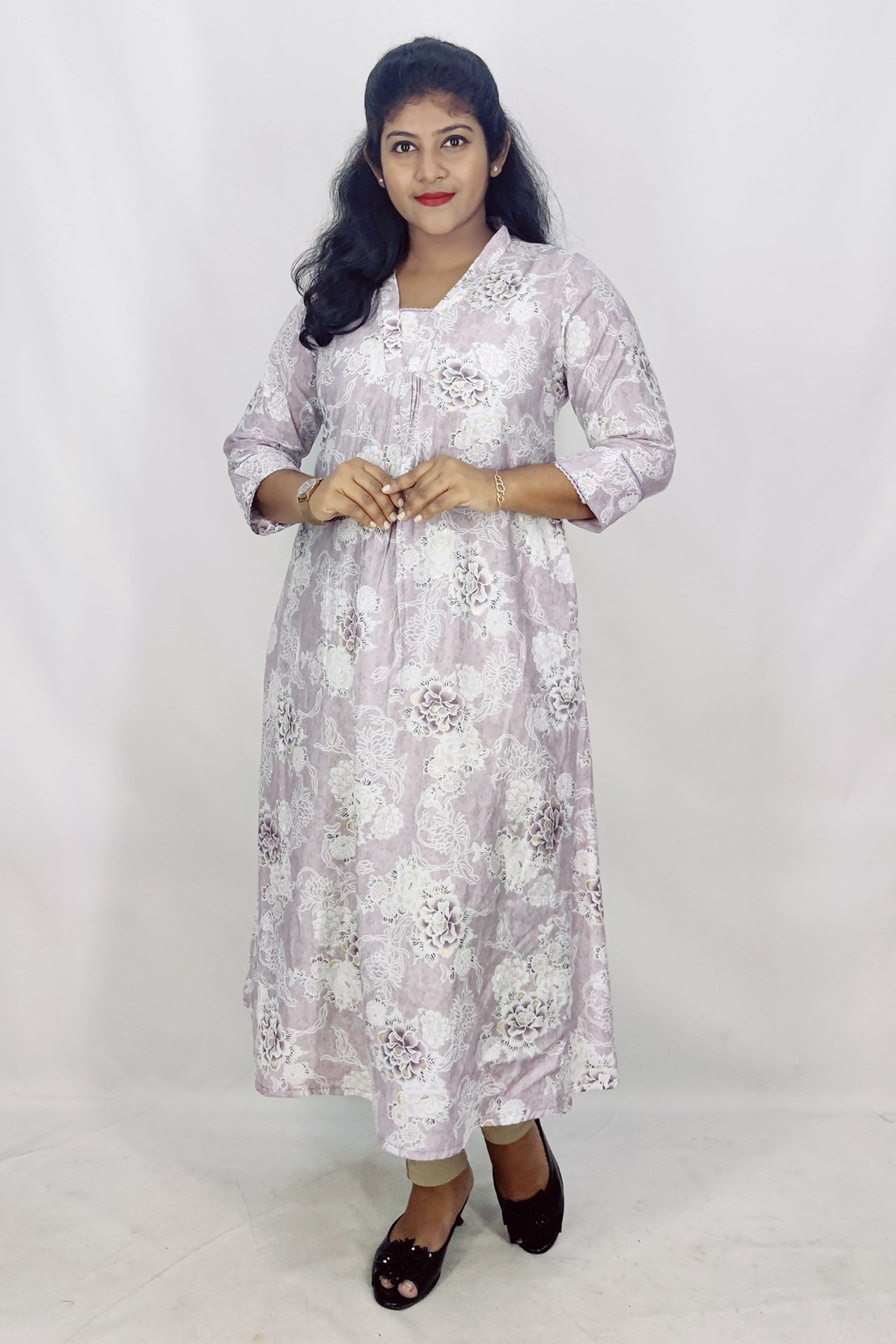 Modal Chanderi Digital Printed With Foil A-Line Kurta