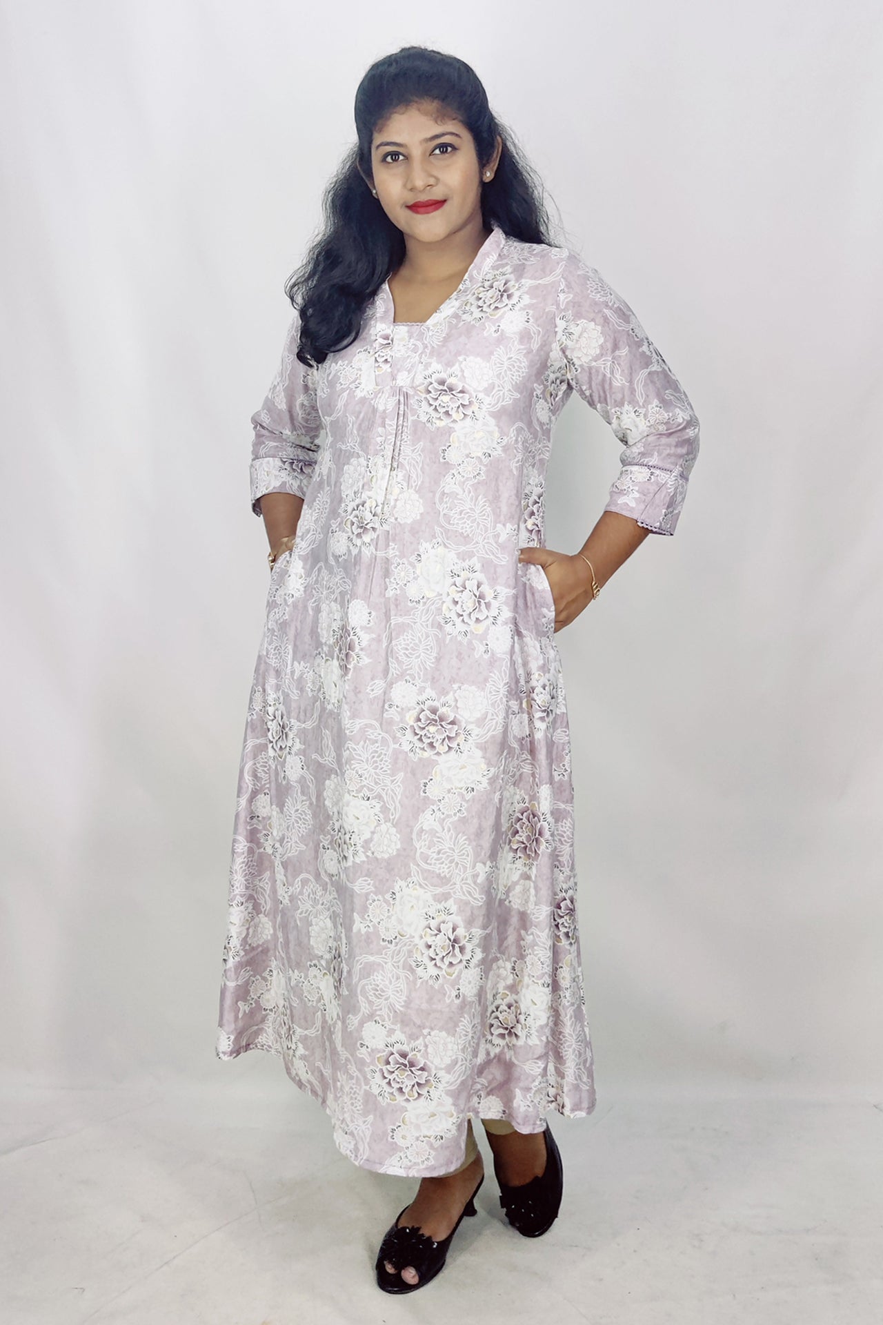 Modal Chanderi Digital Printed With Foil A-Line Kurta