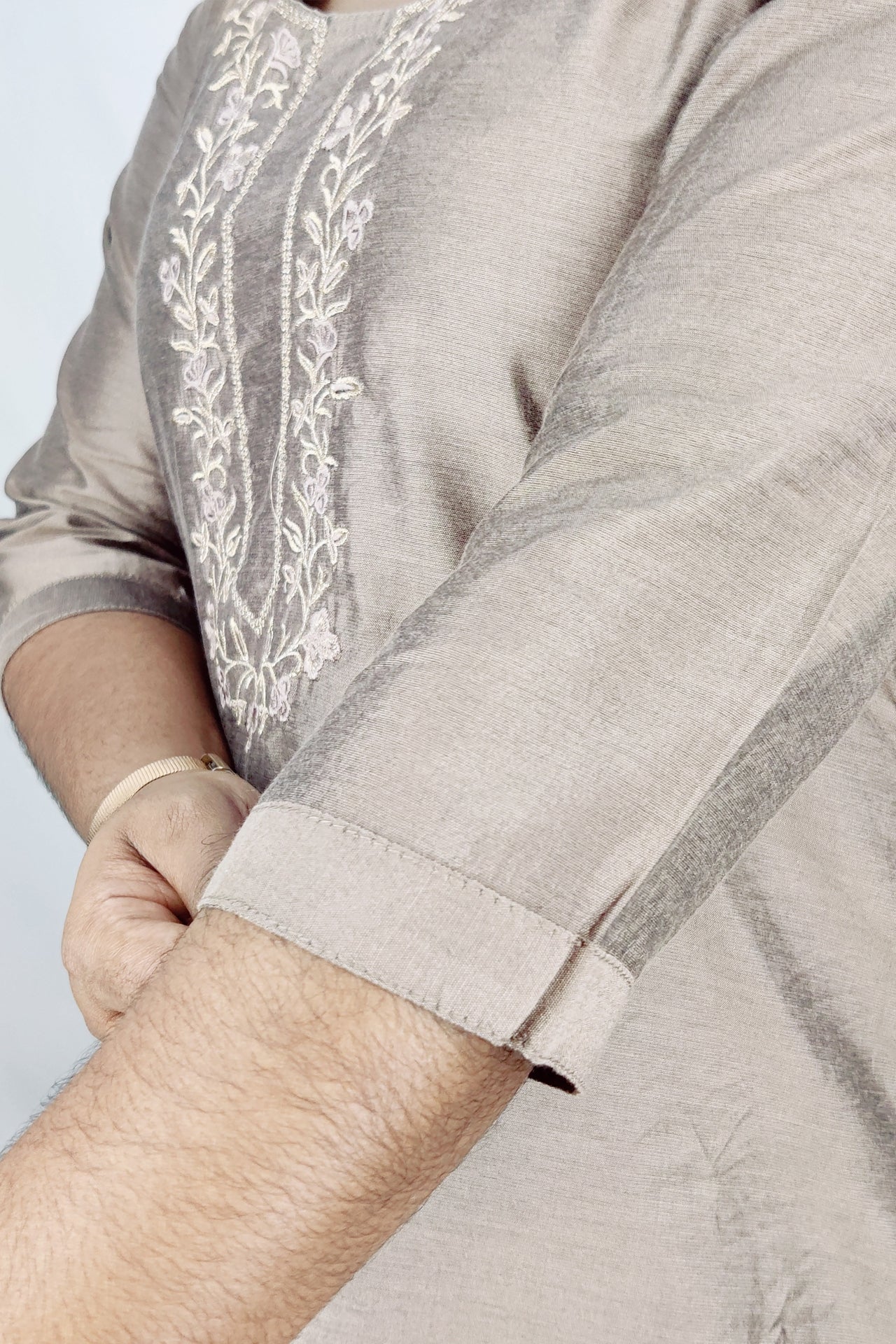 Soft Silk Emproidery Slitted Kurta