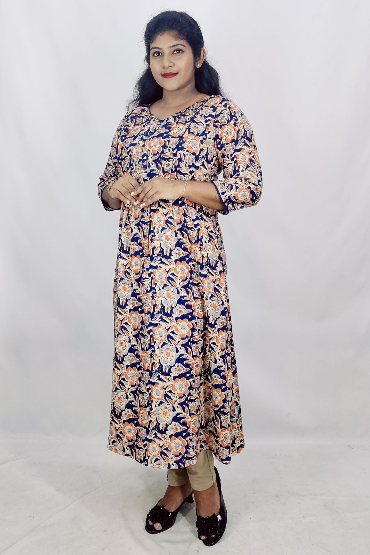 Rayon Printed Feeding A- Line Kurta