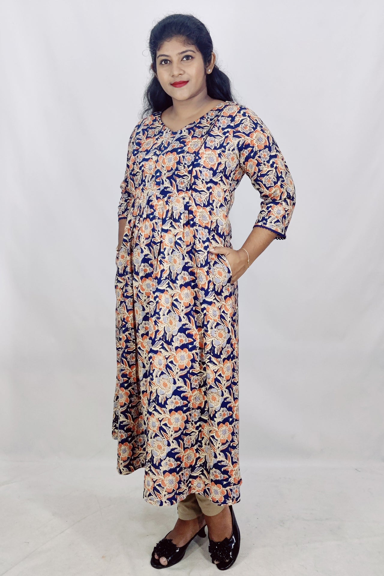 Rayon Printed Feeding A- Line Kurta