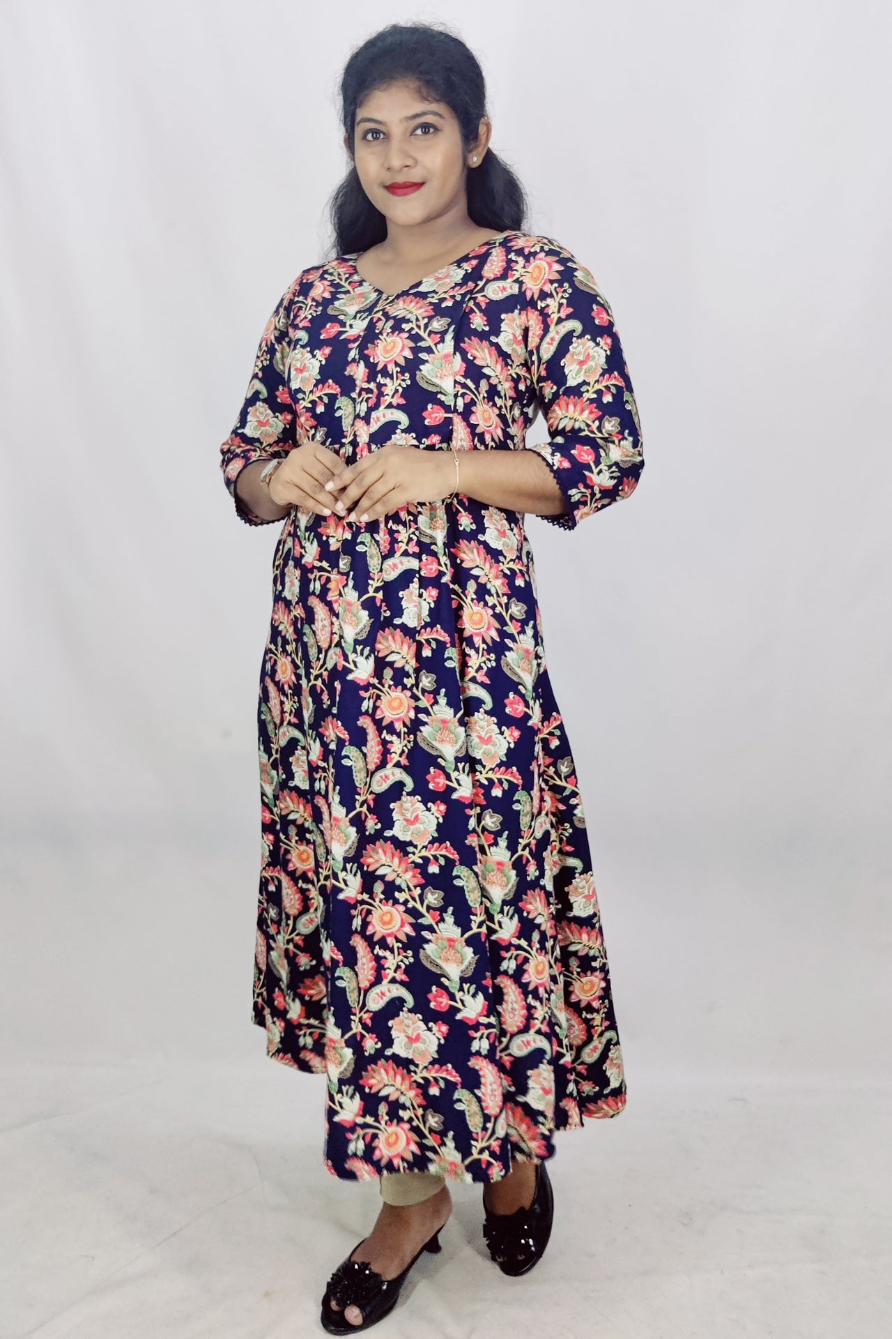 Rayon Printed Feeding A- Line Kurta