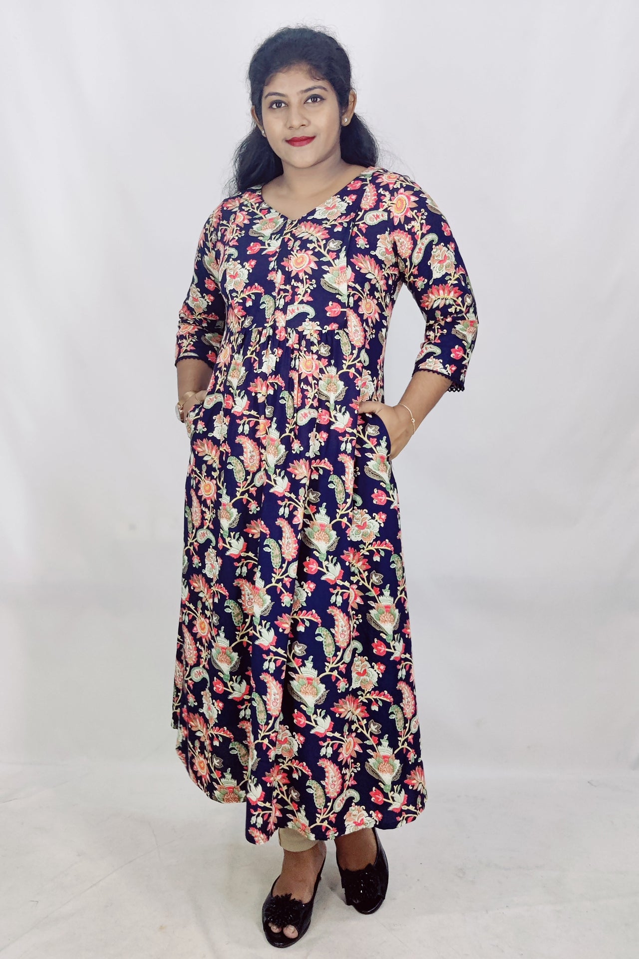 Rayon Printed Feeding A- Line Kurta