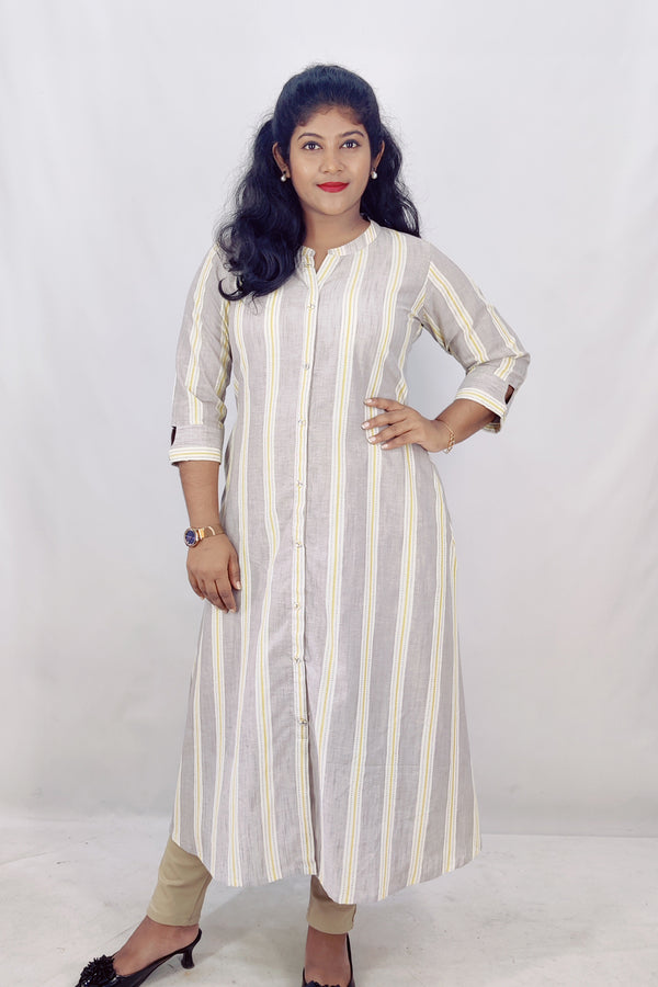 Cotton Stripped A-Line Kurta