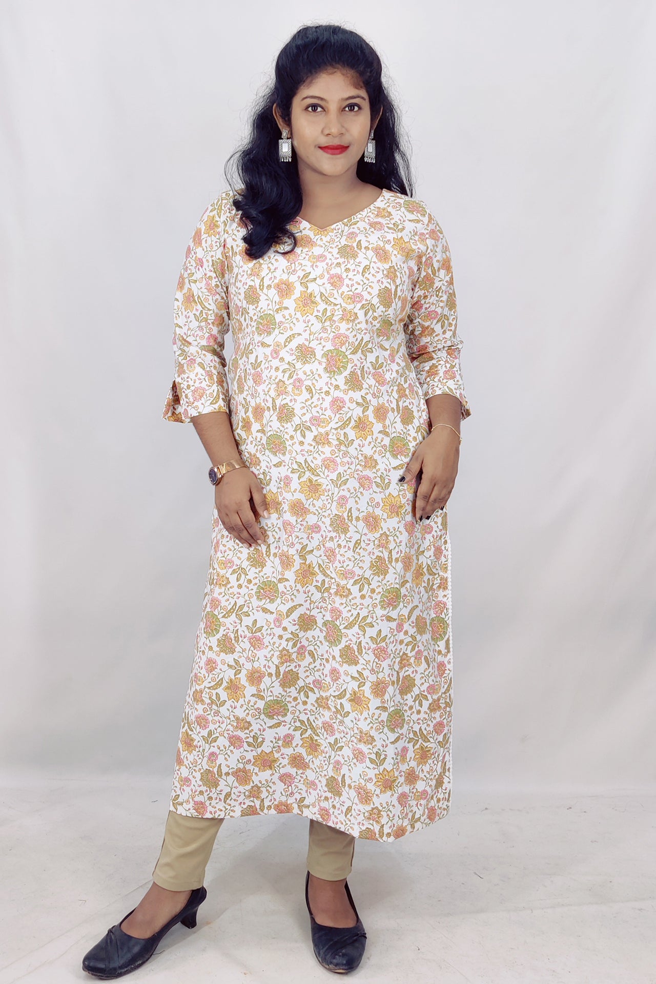 Chanderi Printed Slitted Kurta