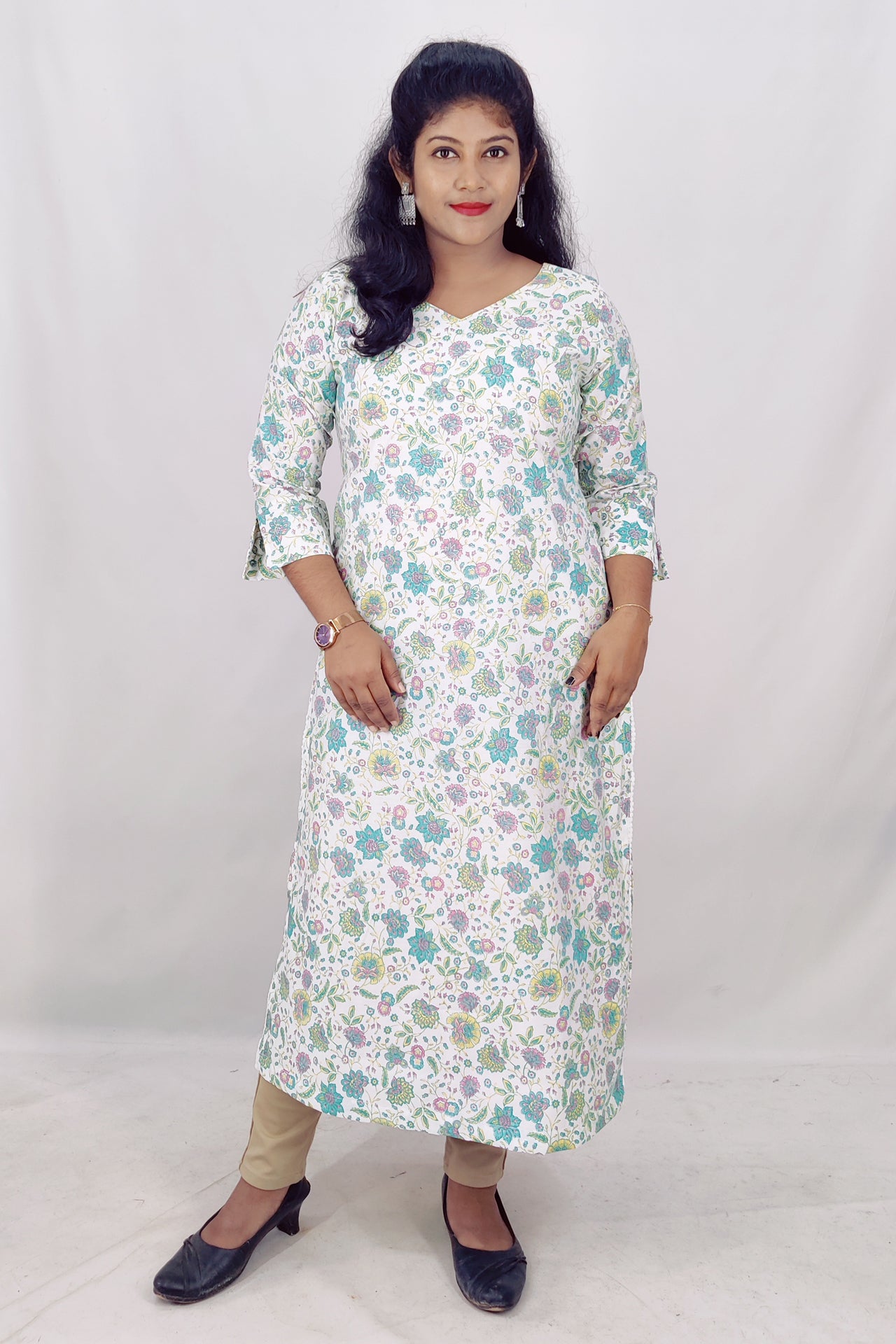 Chanderi Printed Slitted Kurta