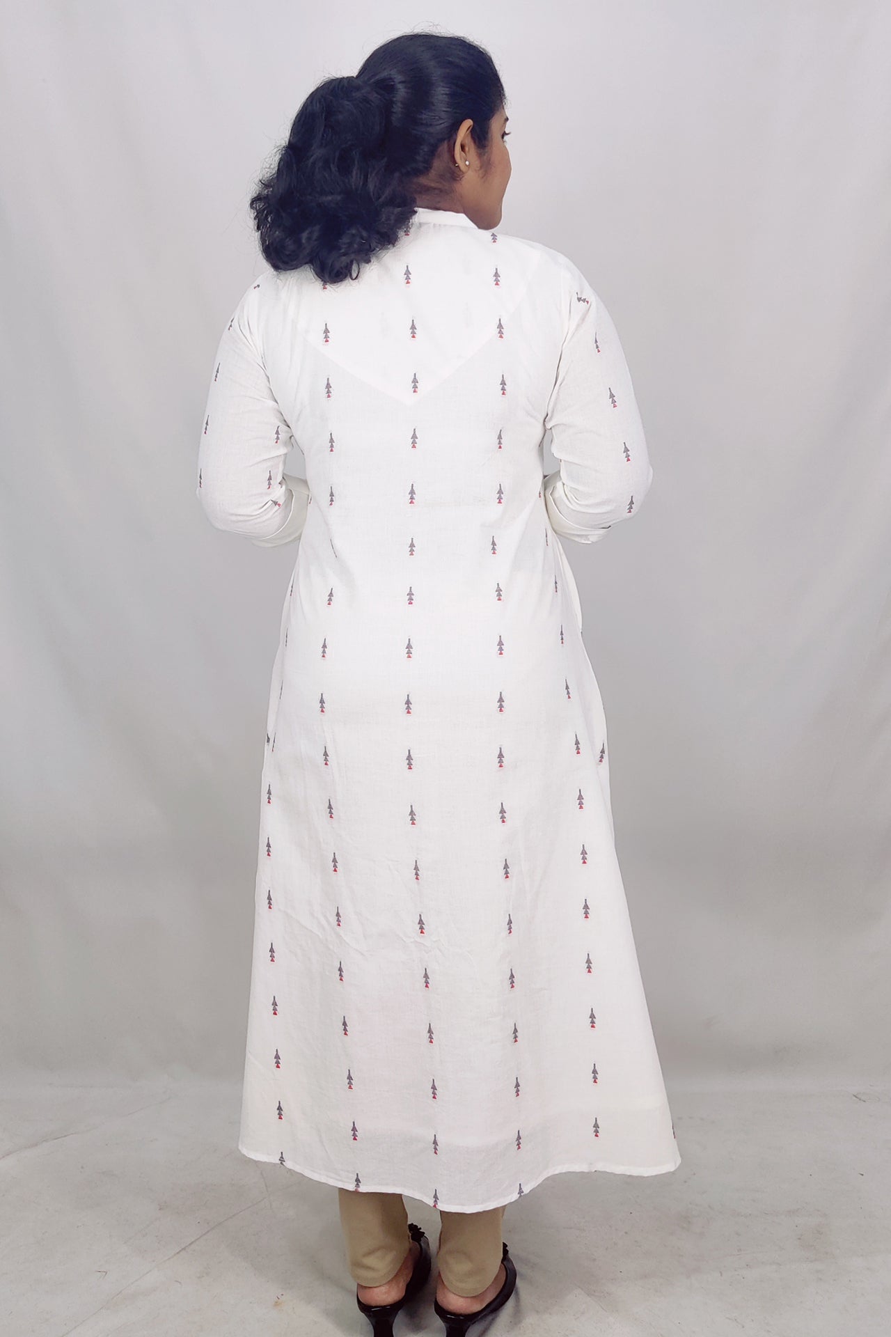 Cotton Self Designed A-Line Kurta